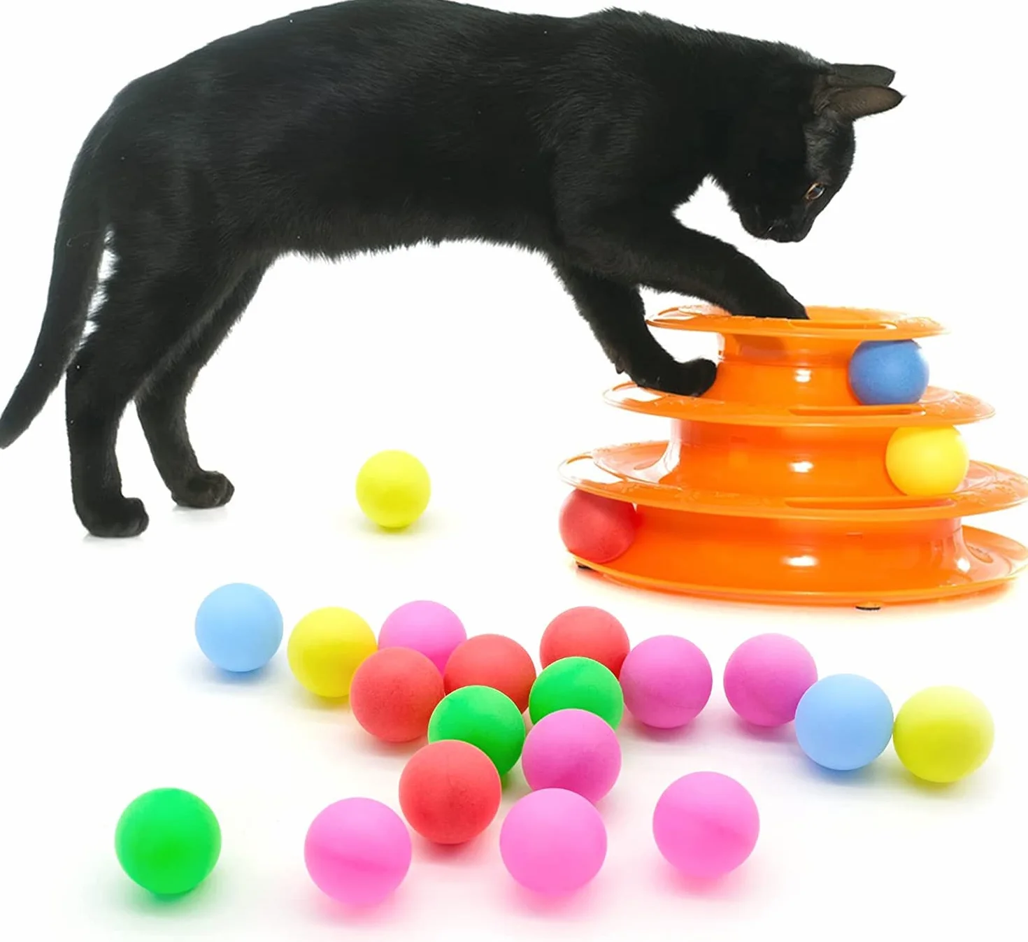 Pelotas de Ping Pong Colores Mezclados 40 mm - Tenis de Mesa, Juguete para Gatos y Niños