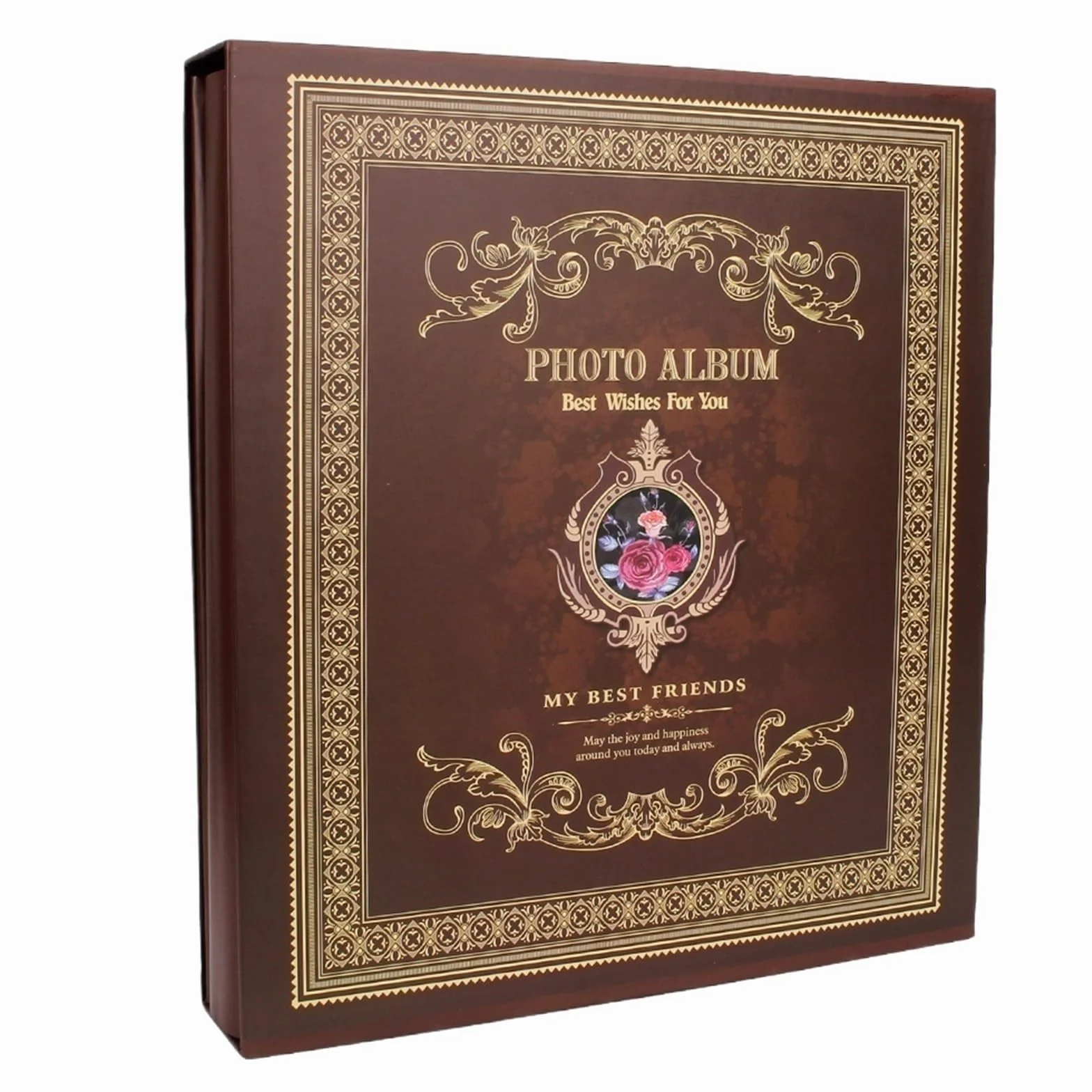 Album De Fotos Estuche de fotos for niños, álbum en caja con 500 bolsillos almacenamiento, recortes 6 pulgadas, marco Vintage(Brown)