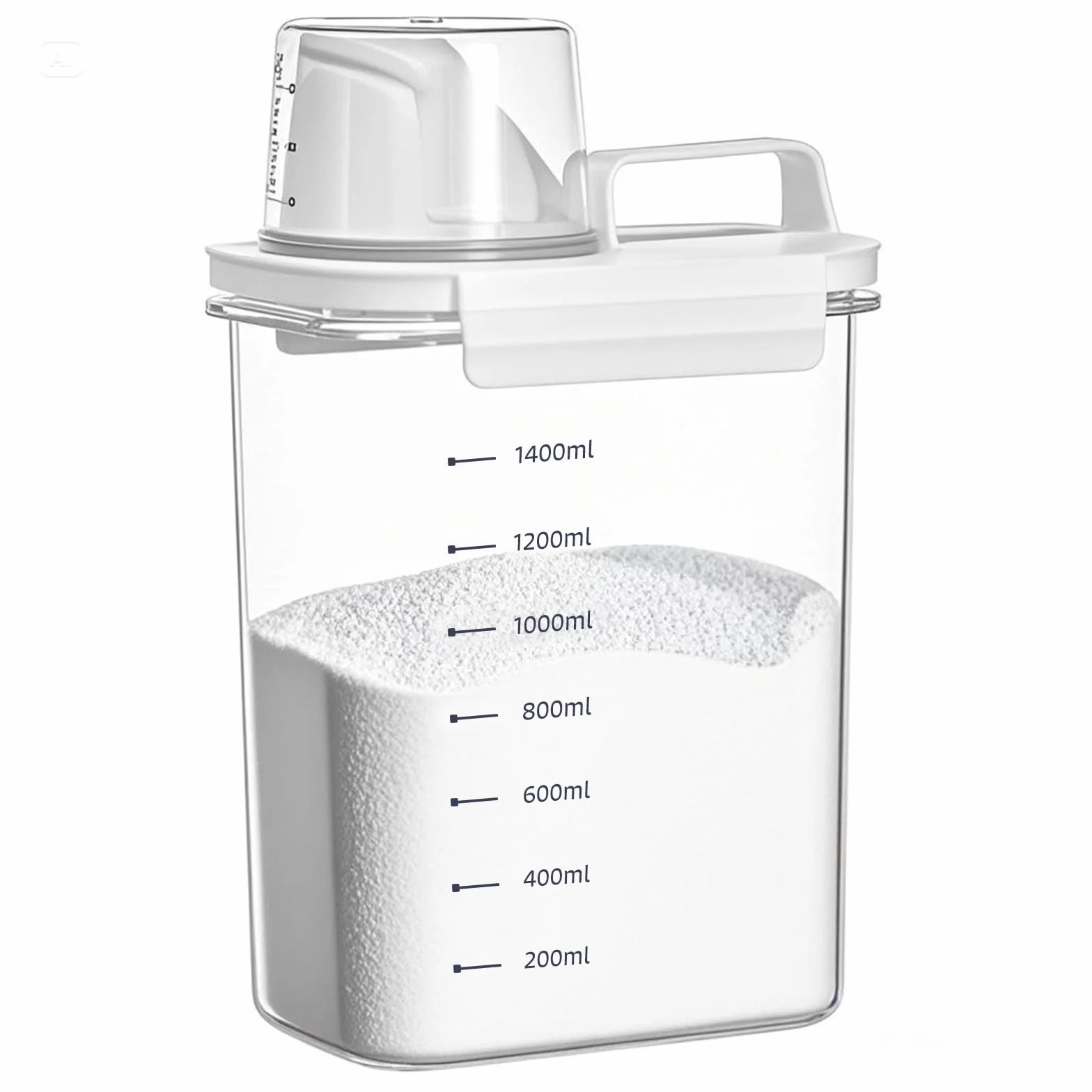 Dispensador de detergente hermético de 1800 ml con vaso medidor, caja de almacenamiento de detergente en polvo, caja de almacenamiento para detergente en polvo