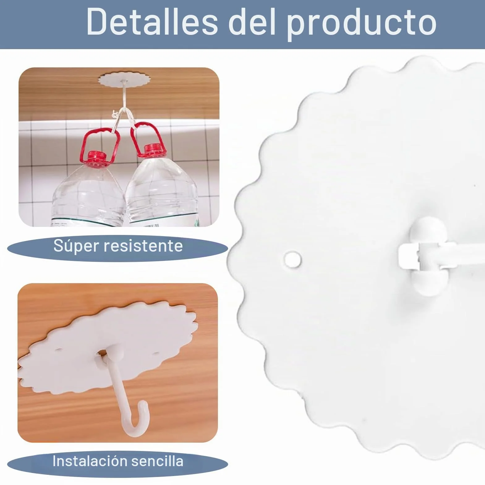 Pack de 2 ganchos de techo autoadhesivos, ganchos para mosquiteras con tornillos de base, ganchos de techo sin perforación, accesorios para mosquiteras sin clavos para el hogar