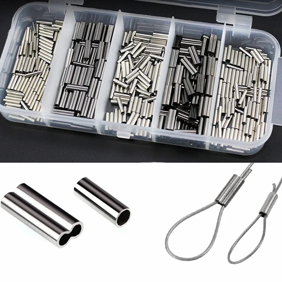 Kit de mangas de engarzado de barril de cobre 500 piezas para pesca