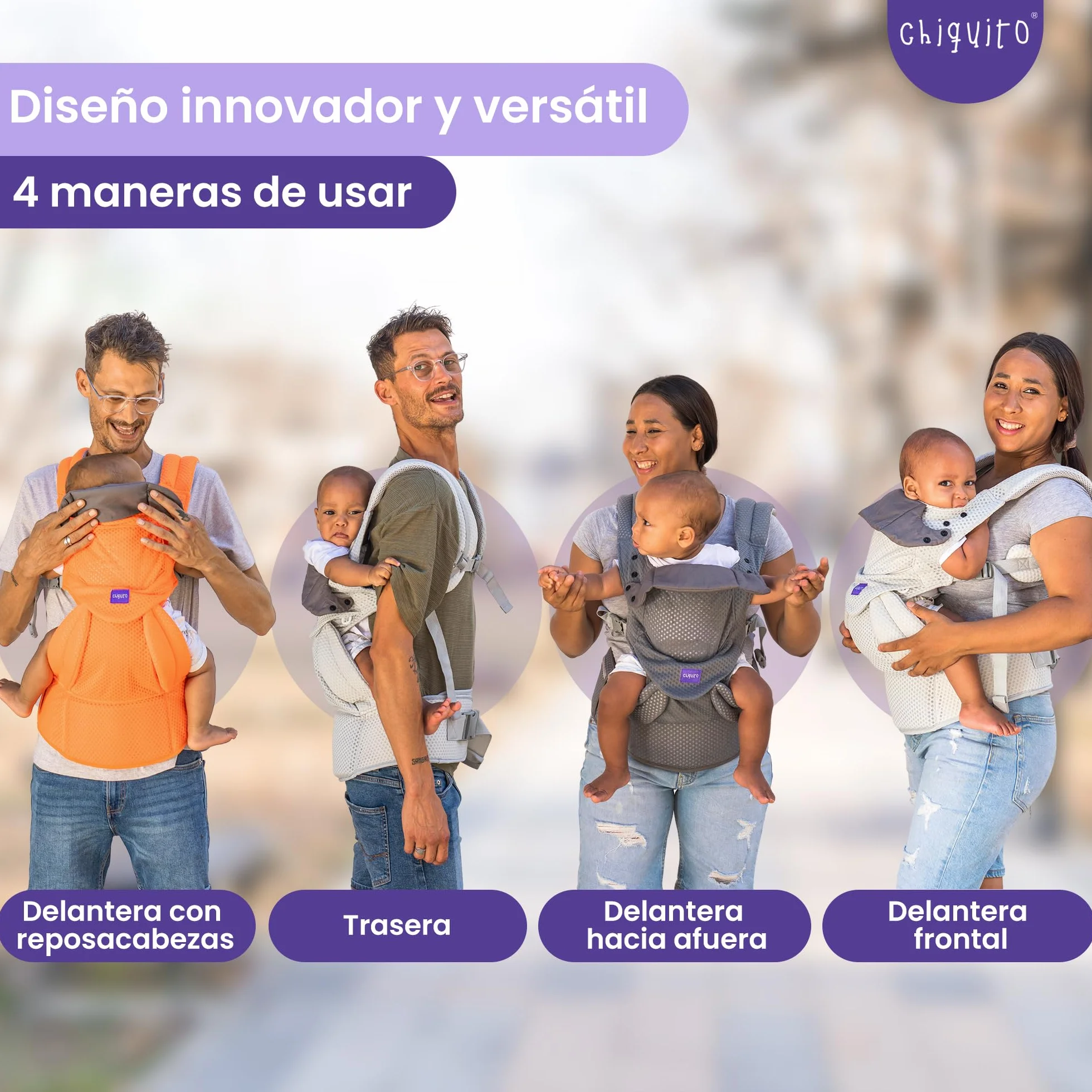 Chiquito Mochila Portabebés 0-36 m 3,2-15 kg Ergonómica Transpirable Softflex Malla 3D Soporte Lumbar Gris Hielo