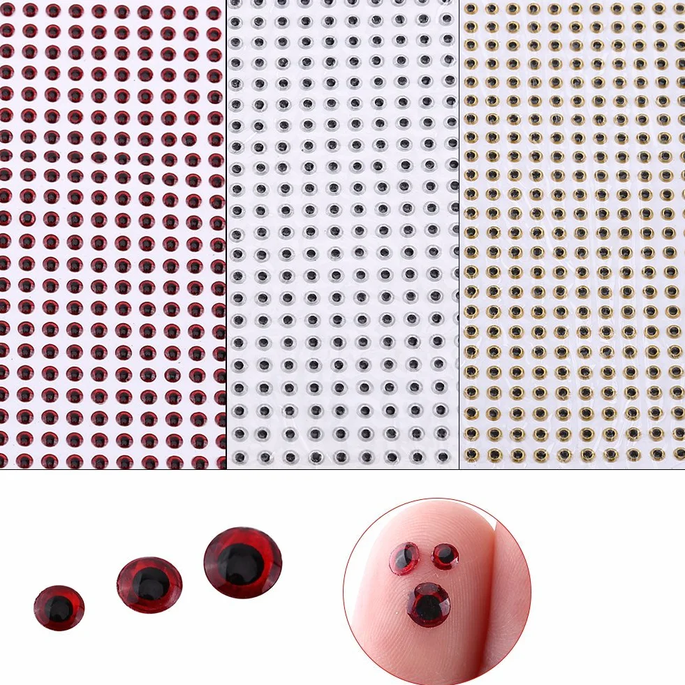 Alomejor 500 Piezas 3D Epoxy Eyes Señuelo de Pesca para DIY Cebos 3-5 mm Lifelike Ojo de Pez
