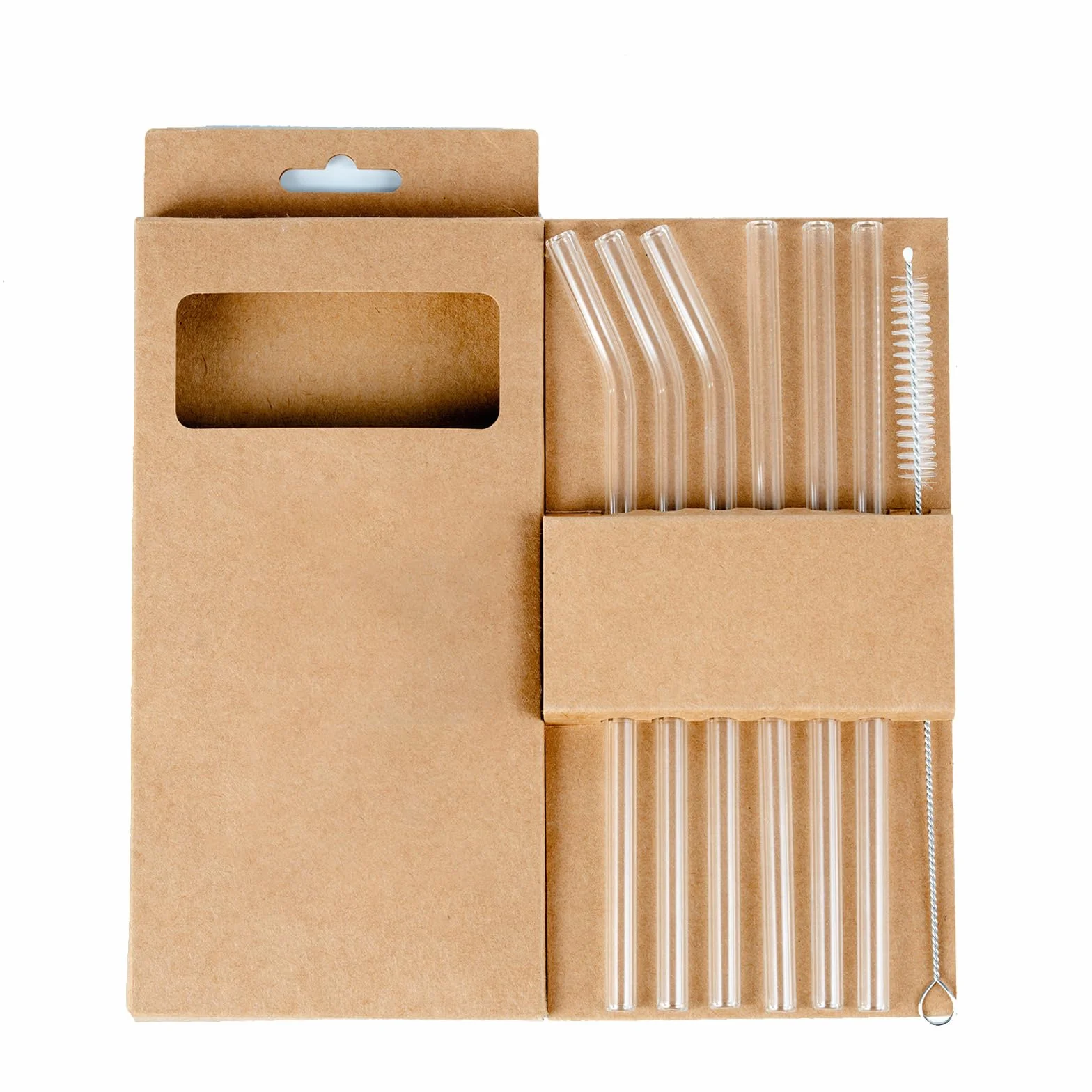 Paquete de 7 pajitas de vidrio transparente reutilizables (7.9 pulgadas) – Pajitas de borosilicato sin BPA, 3 rectas y 3 dobladas con cepillo de limpieza, aptas para lavavajillas, sin plástico