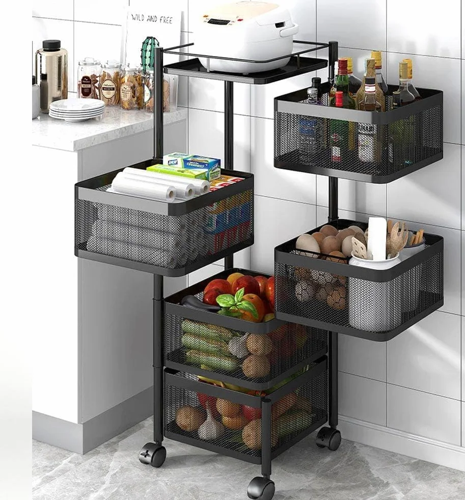 All Home Basics Carrito Auxiliar con Ruedas - Carrito Cocina Gran Capacidad - Carro Cocina - Verdulero Cocina - Fruteros de Cocina - Carrito de Cocina - Carrito baño - Carrito Verdulero para Cocina
