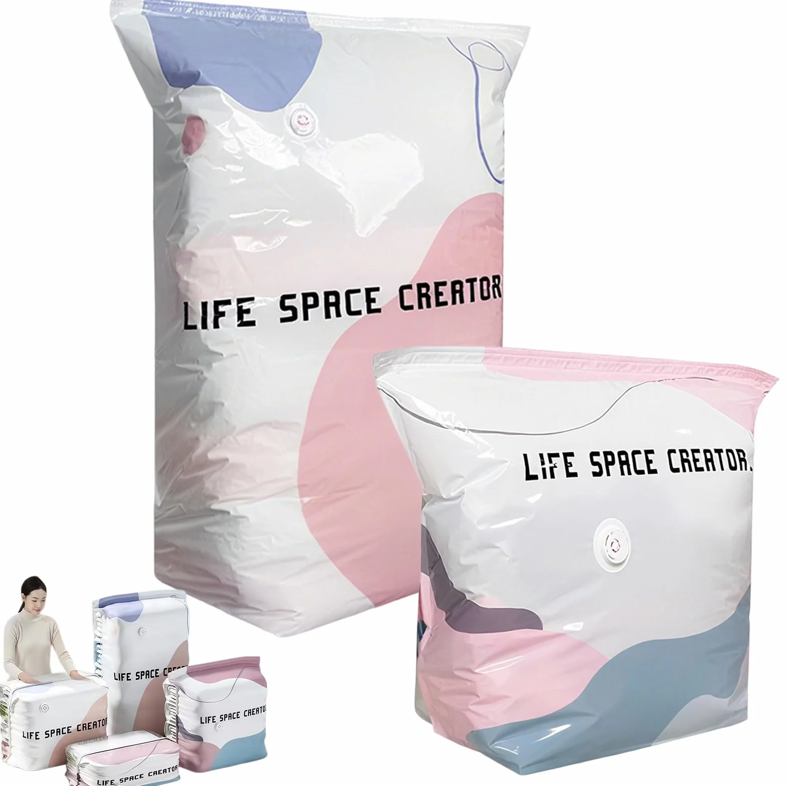 Bolsas de almacenamiento al vacío, bolsas de sellado al vacío para ropa, mantiene los artículos secos y libres de polvo, ideal para almohadas, edredones, mantas, viajes, 4 paquetes medianos