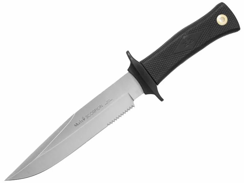 LO TRINCO YO Muela Cuchillo SCORPION-18W hoja de acero MoVa 18 cm empuñadura PTFE negro antideslizante Caza Pesca Supervivencia Bushcraft