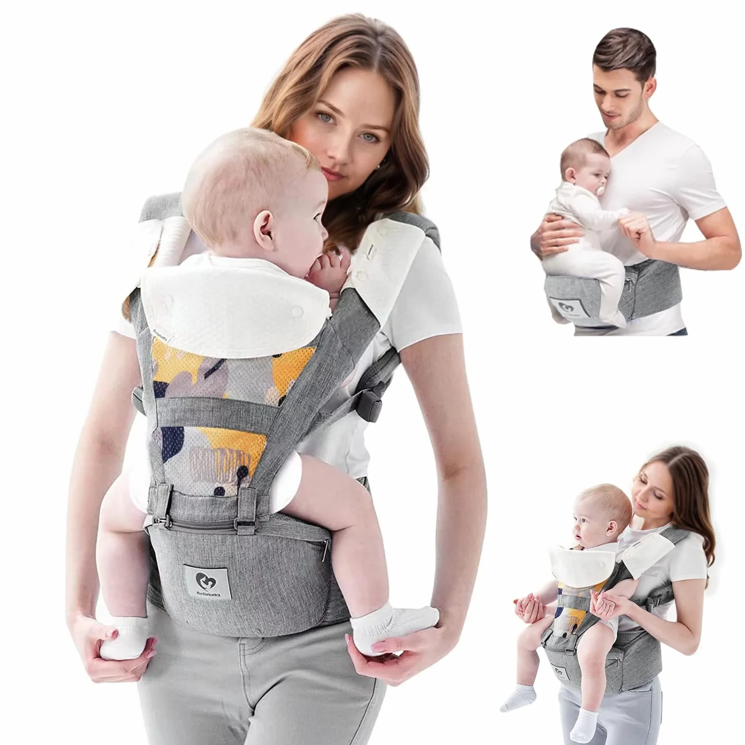 Bellababy Portabebés Mochila Multifunción 6 en 1 para Bebés 3-36 Meses Tamaño Ajustable