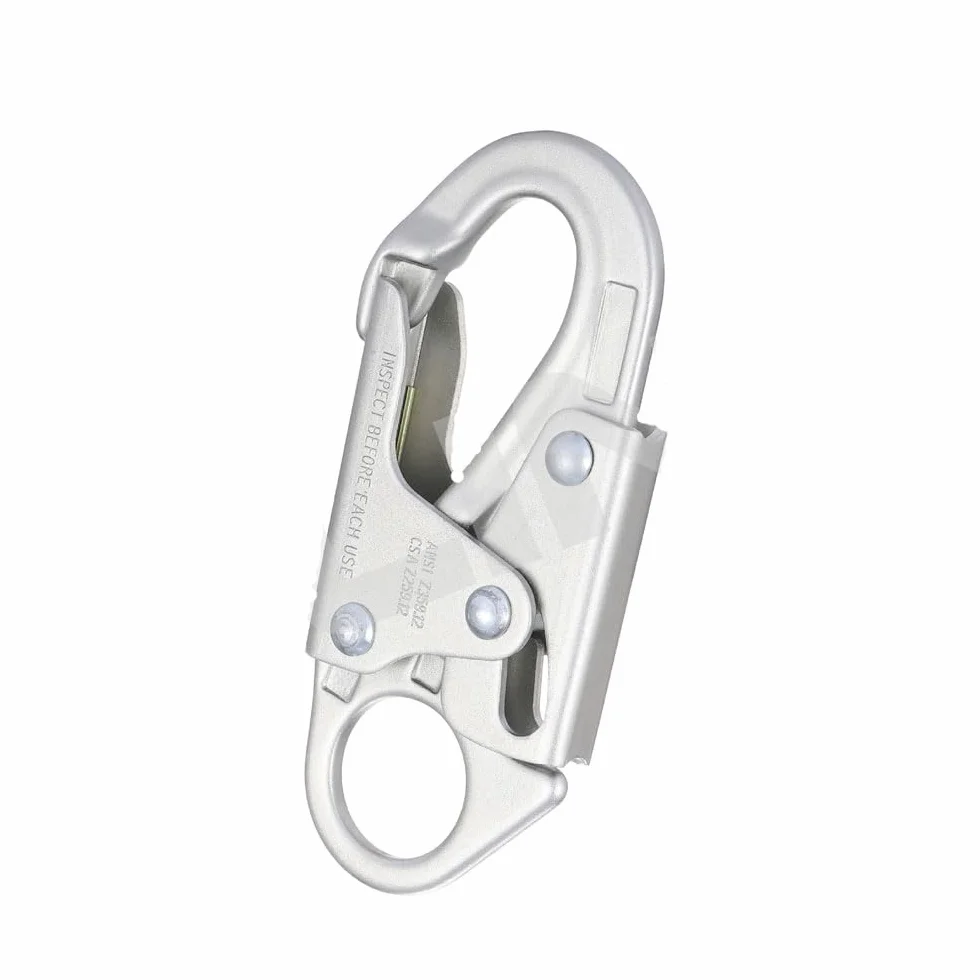 Gancho profesional de protección contra caídas, acero al carbono resistente, gancho de doble acción para seguridad, escalada, rapel