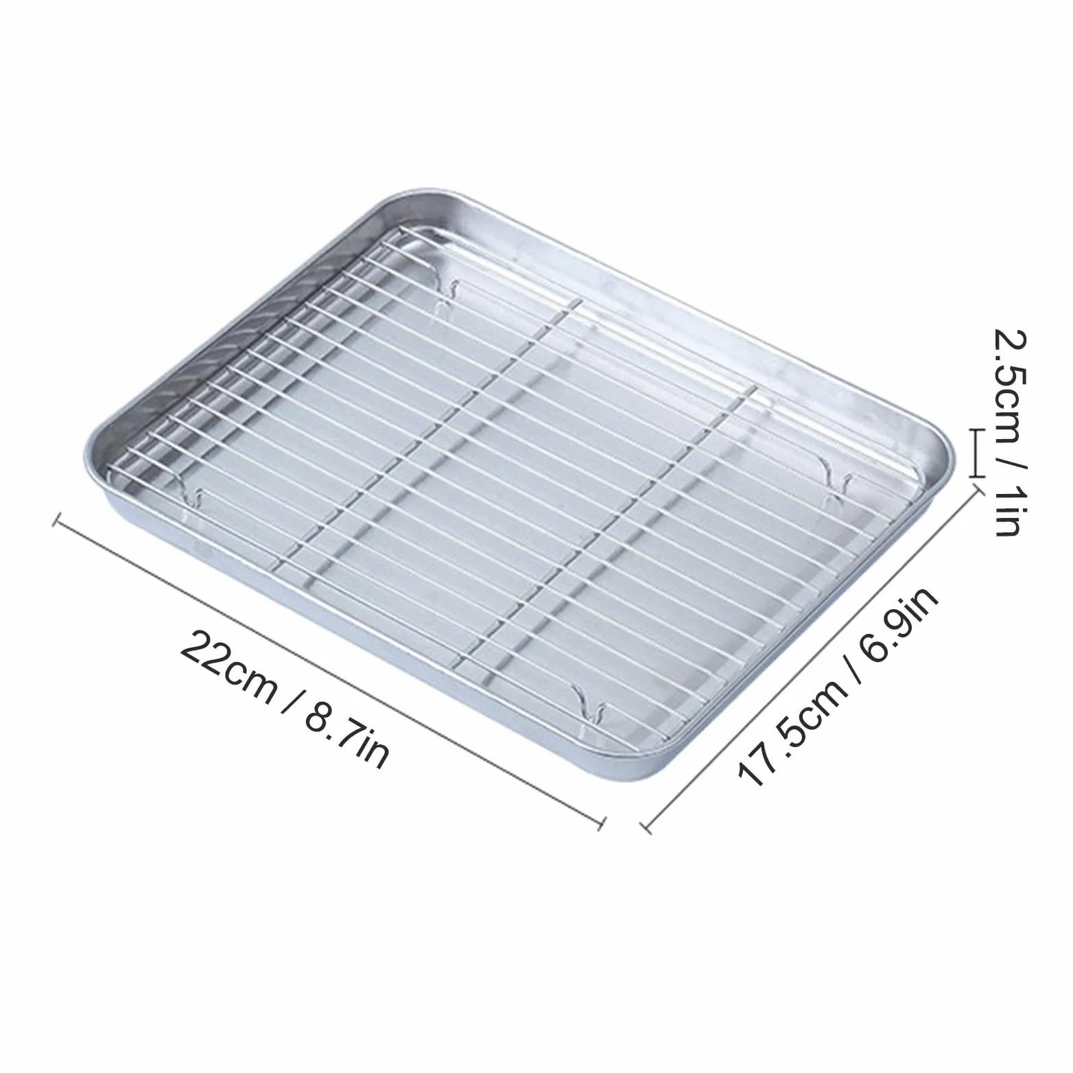 Bandejas de acero inoxidable para hornear con rejilla de alambre, perfectas para drenar aceite, cocinar albóndigas al vapor y descongelar mariscos, bandeja de metal duradera para cocinar de forma