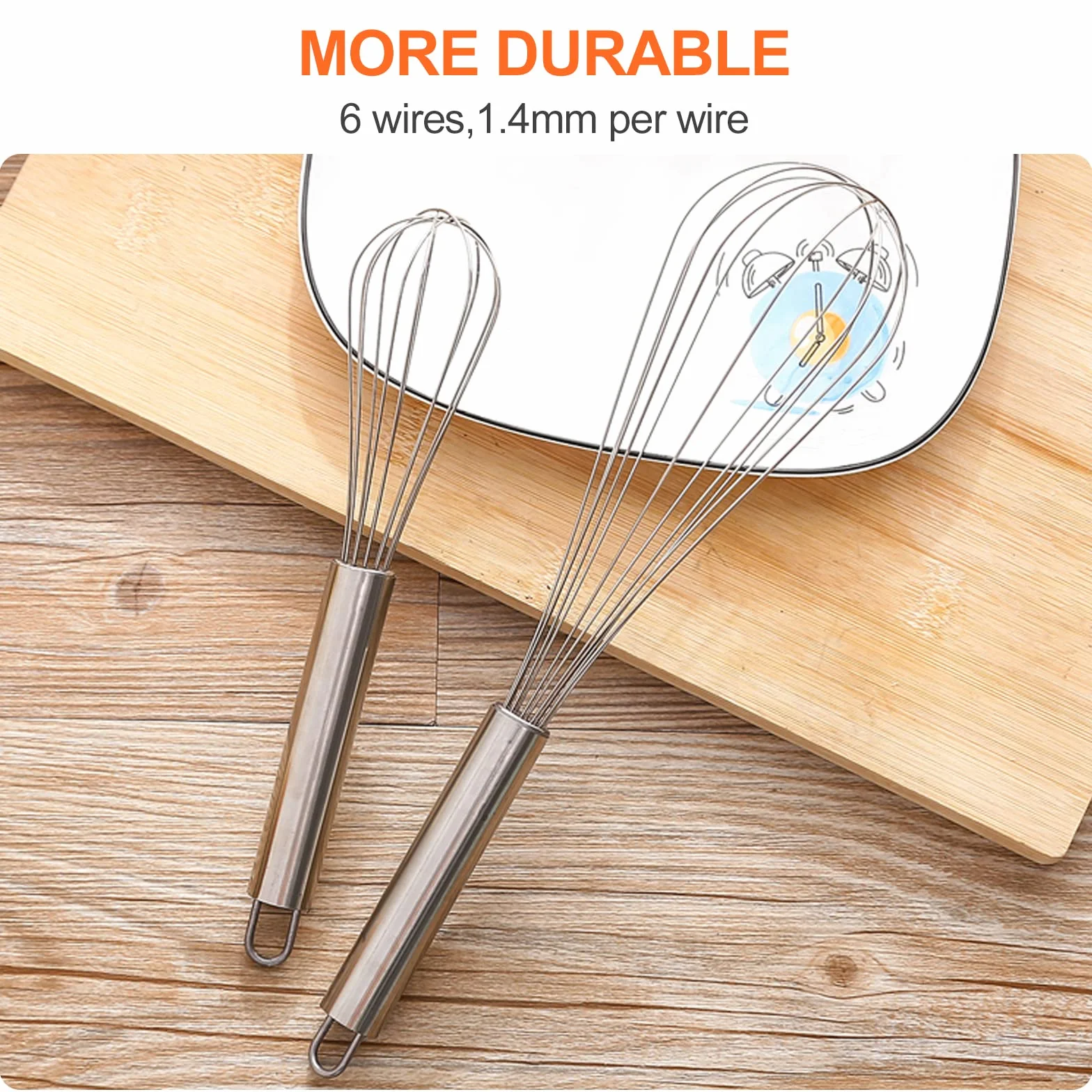 Newaner Batidor Manual de Huevos Profesional Acero Inoxidable , Varillas Cocina de 3 Piezas Incluye 21cm, 26cm, 29cm，Barillas Batir Manual para Mezclar, Revolver la Masa, Huevos, Espumar, Batir