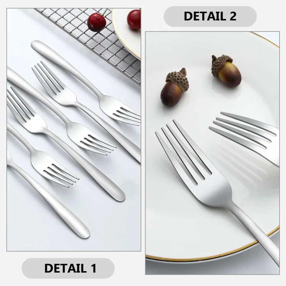 Kichvoe 24 Tenedores De Acero Inoxidable Para Ensalada Tenedores Para Cena Frutas Pasteles Aperitivos Cubiertos Cubiertos Tenedores Para El Hogar Cocina Restaurante