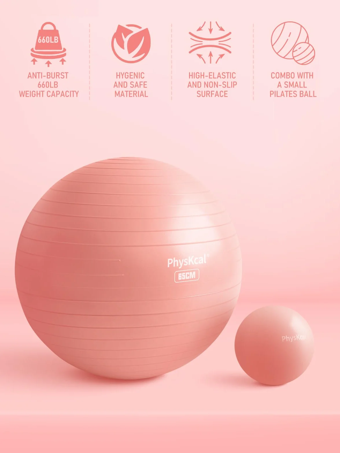 PhysKcal Fitball Anti-pinchazos 55cm 65cm 75cm 85cm Incluye Inflador