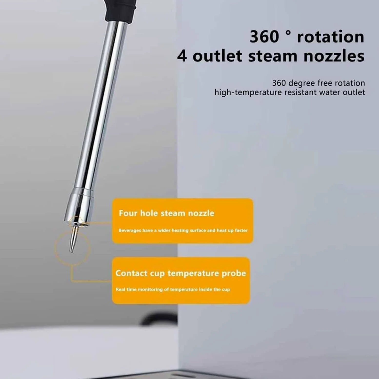 Espumador de leche eléctrico comercial de 2500 W, con vapor, tanque de 6 L, acero inoxidable 304, 5 ajustes de temperatura preestablecidos, pantalla LED para latte y capuchino, protección co