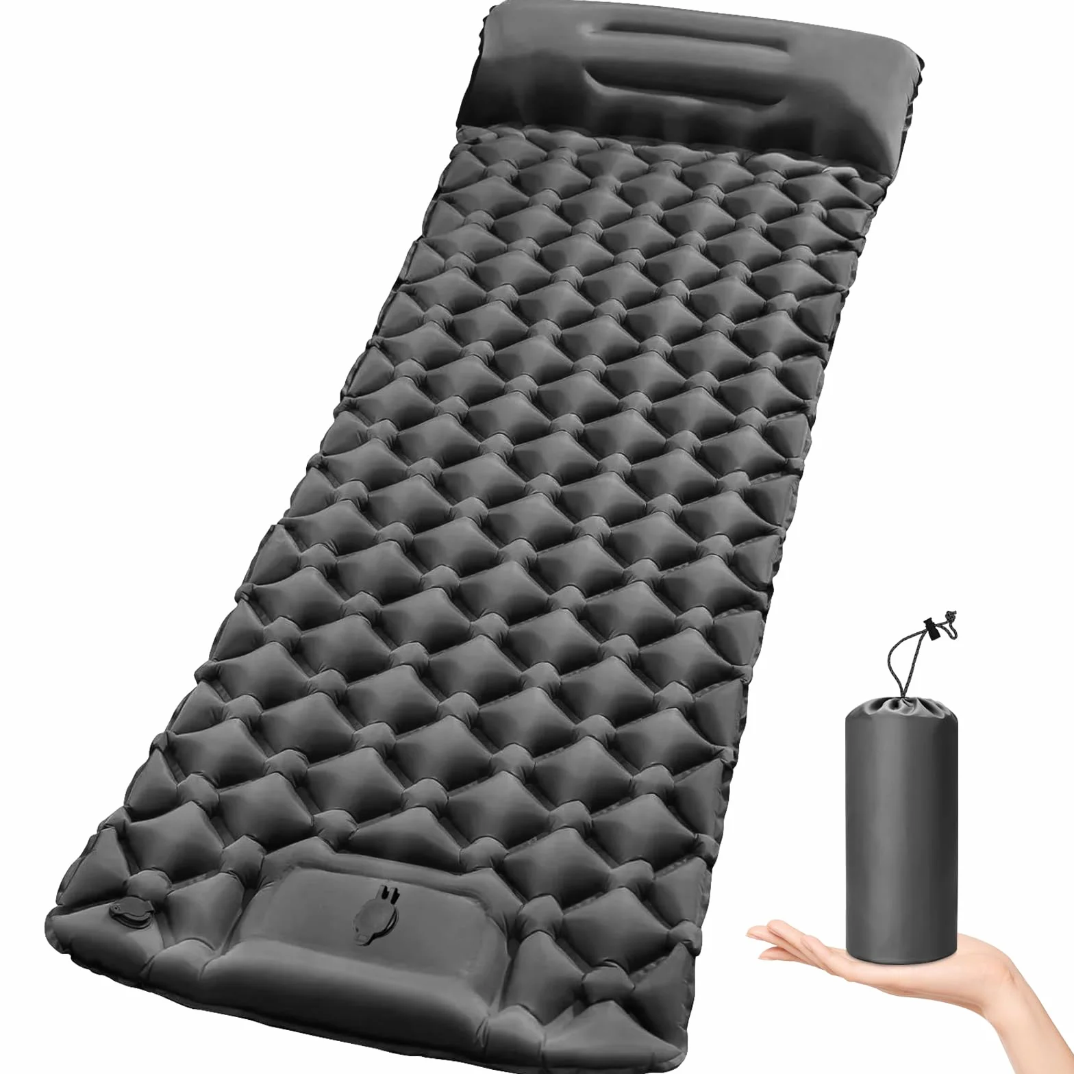 Colchón autoinflable ultraligero impermeable con bomba de pie para camping