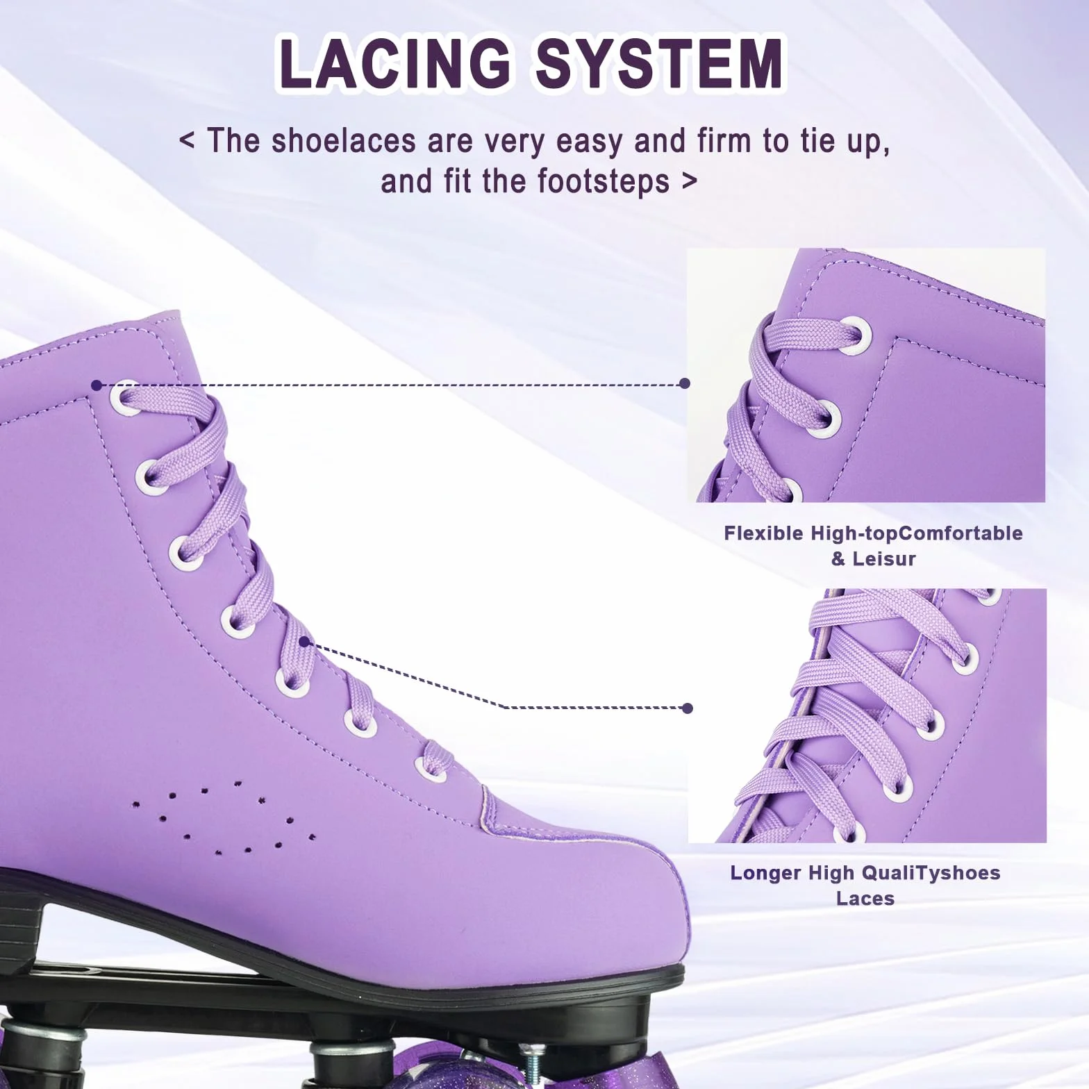 XUDREZ Women Roller Skates High Top Double Row Shiny Roller Derby Four Wheel PU Classic Skates for Girl Beginner
