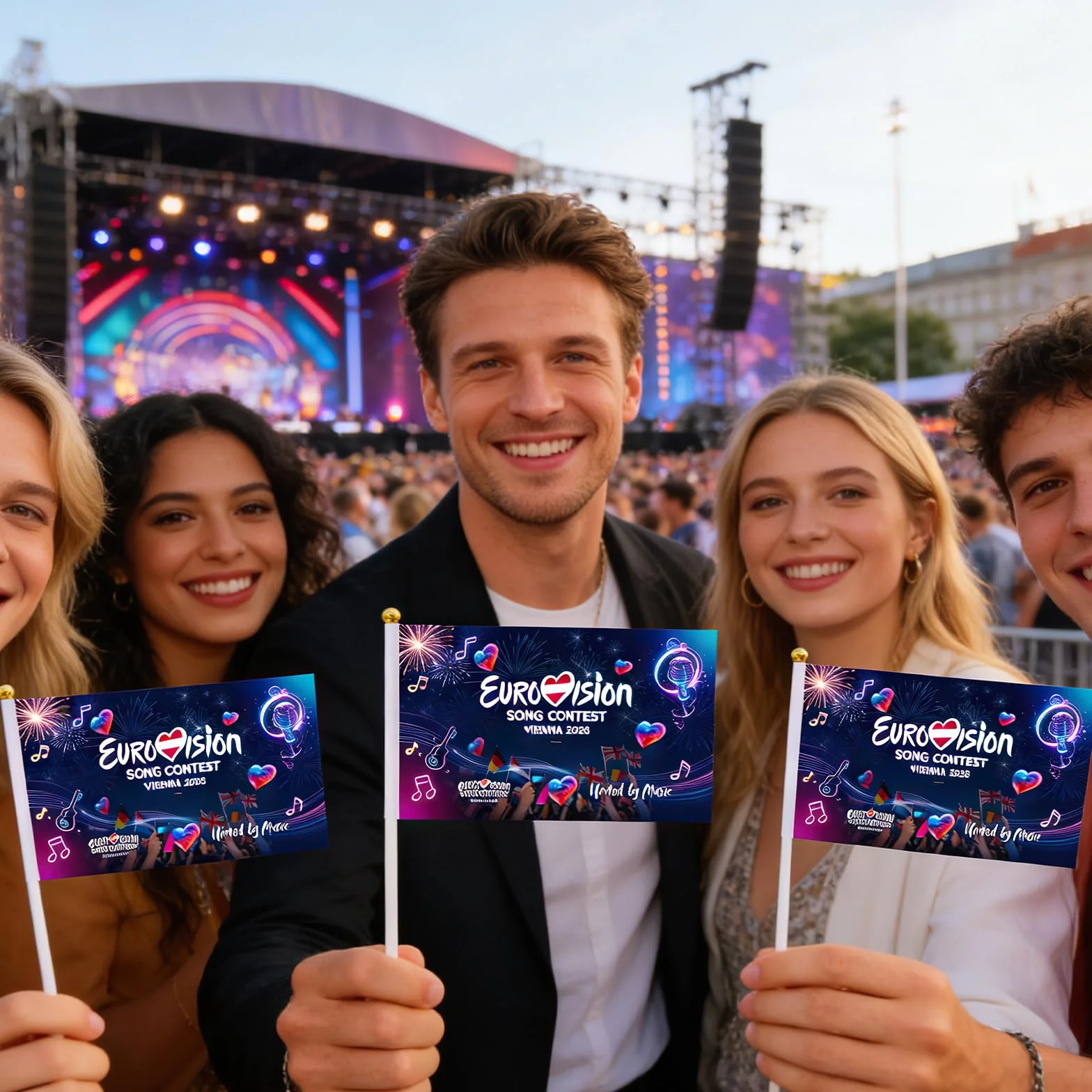 Eurovisión 2026 decoraciones fiesta mini banderas hechas a mano Concurso Canción