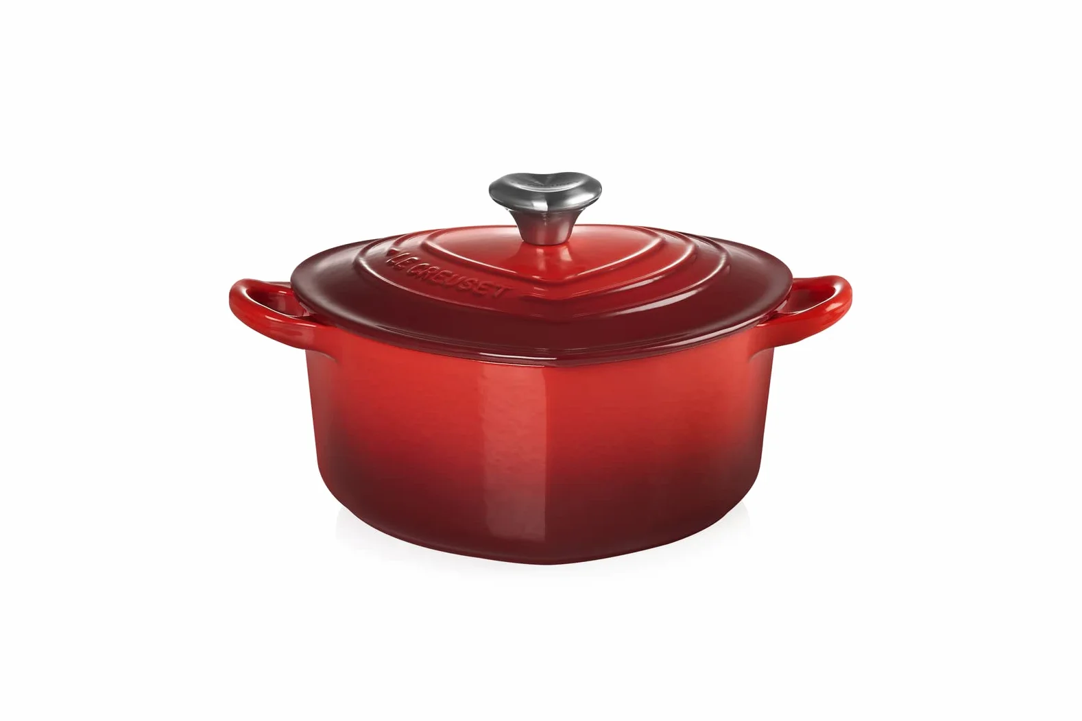 Le Creuset Cocotte corazón de hierro fundido con pomo en forma de corazón, 20 cm, Cereza, 21401200602455