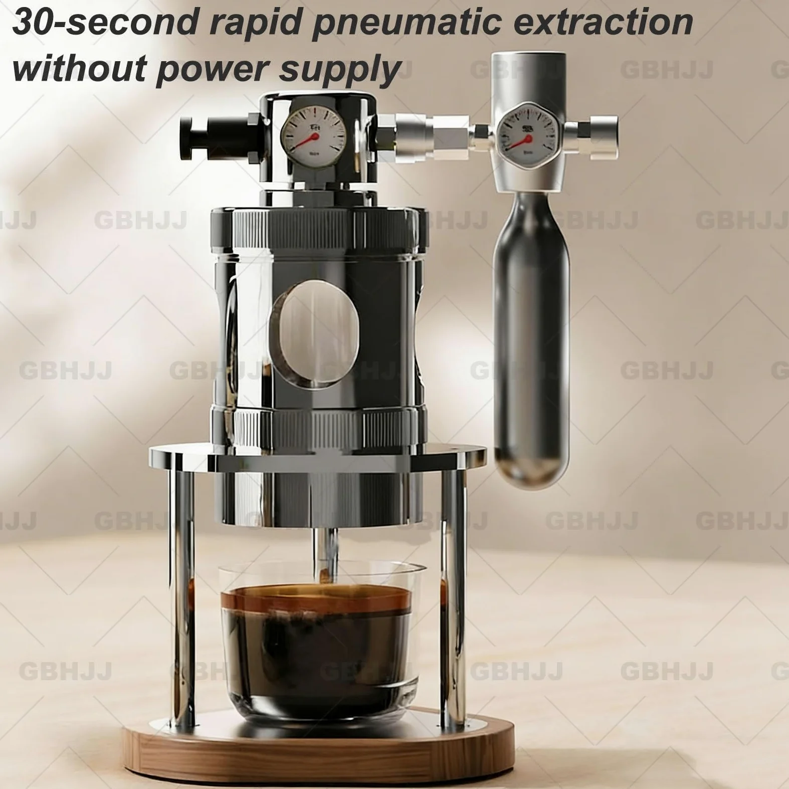 Cafetera espresso neumática de 58 mm con manómetro, cafetera espresso manual portátil, diseño desmontable para el hogar, camping y viajes