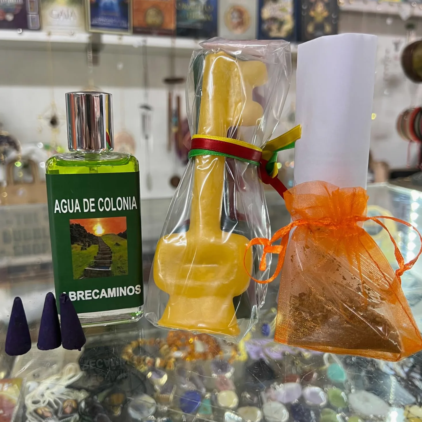Ritual Abre Caminos: Pack con 3 Velones de Llave, 3 Lazos de Colores, Hierbas, Saco, Perfume, Conos de Incienso e Instrucciones de Uso con Oración | Ritual Completo para Desatrancar Situaciones.