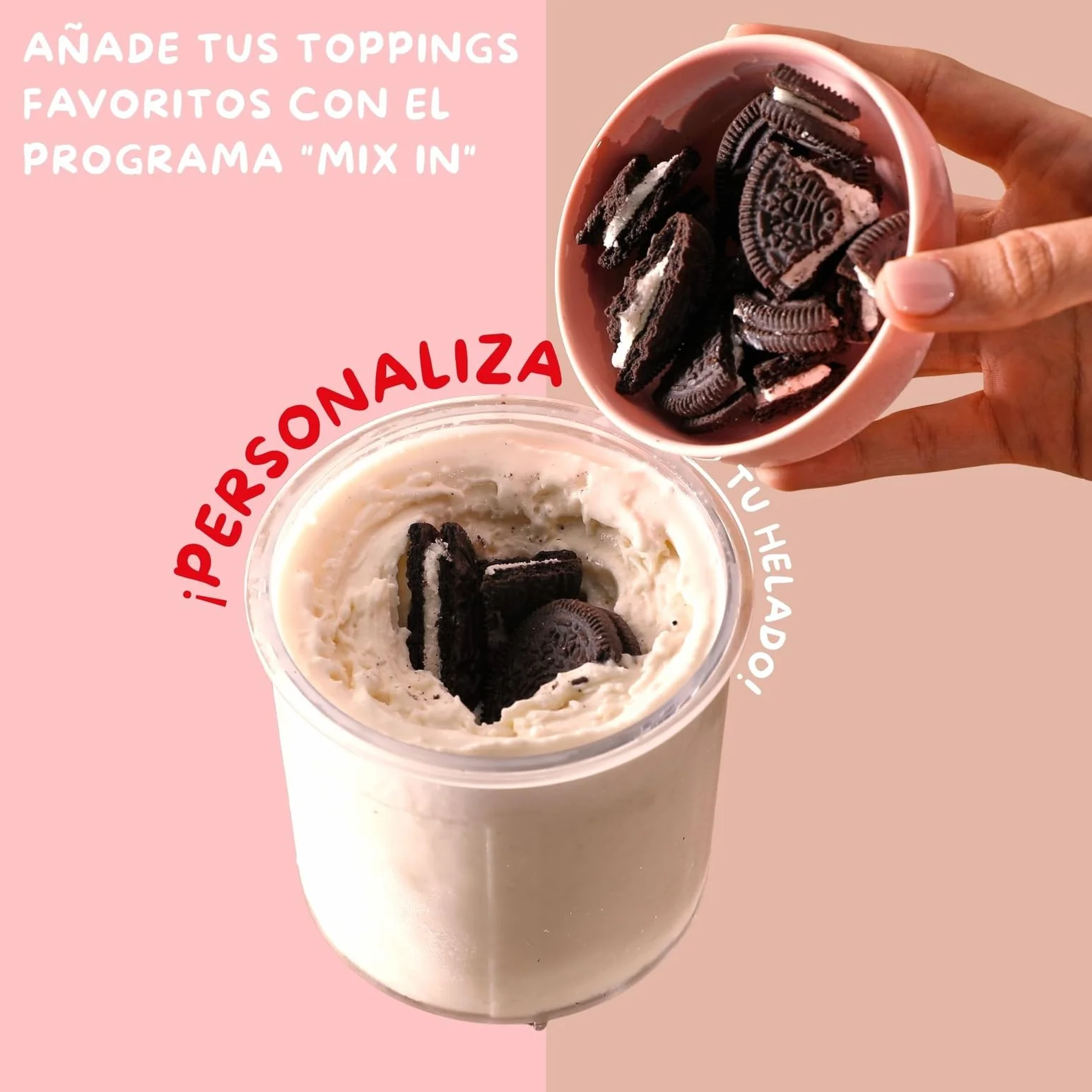 Moulinex Dolci, Heladera, 10 programas en 1, Limpieza con aclarado automático, Tecnología 1 Step Perfector, Hasta 1,4L de helado con los 3 boles de Tritan, Incluye cuchara helado, Blanca, MJ604AF0