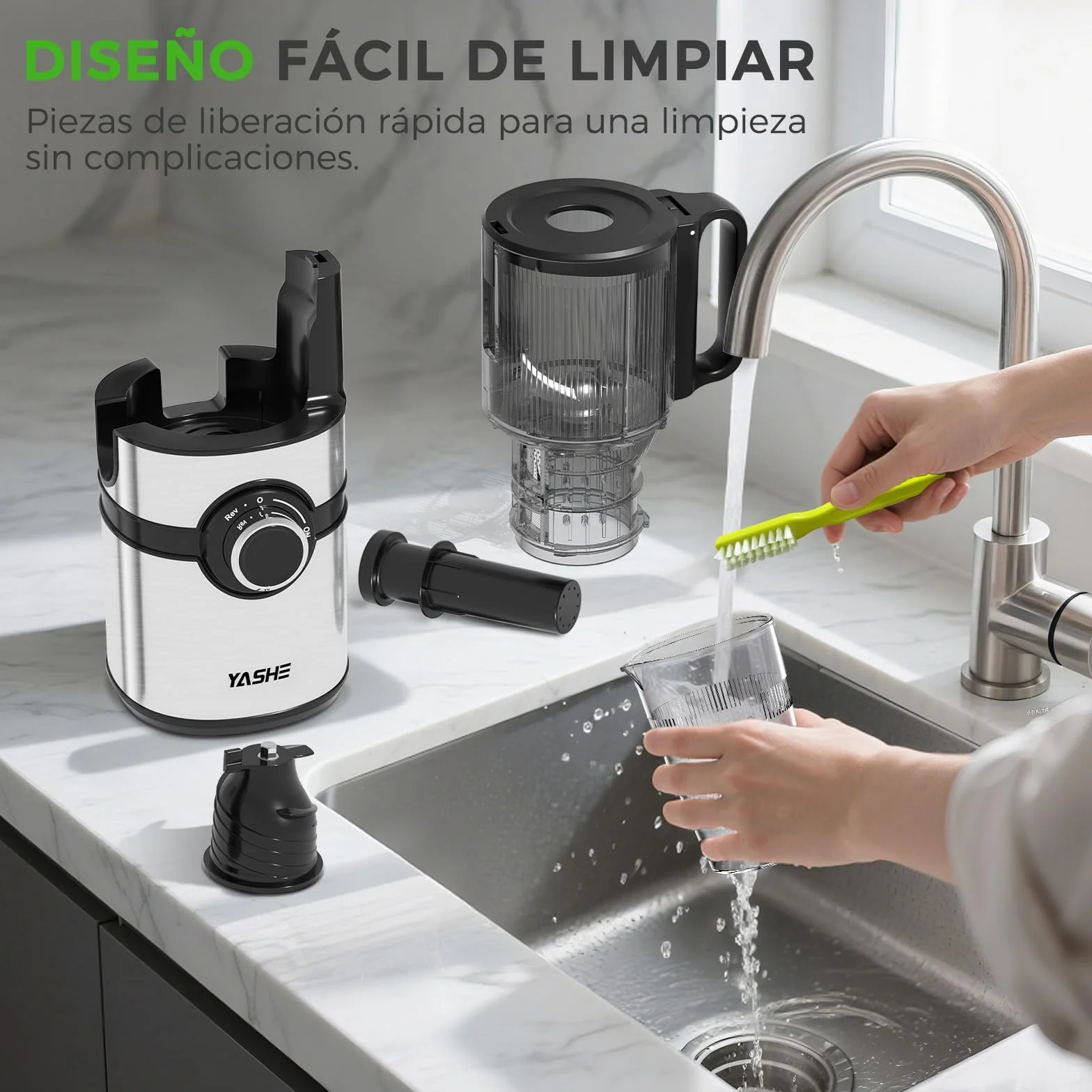 Extractor de zumos y verduras, YASHE juicer machine con boca de alimentación ancha de 12,7 cm para frutas y verduras enteras, licuadora prensado en frío con autoalimentación, alto rendimiento de zumo