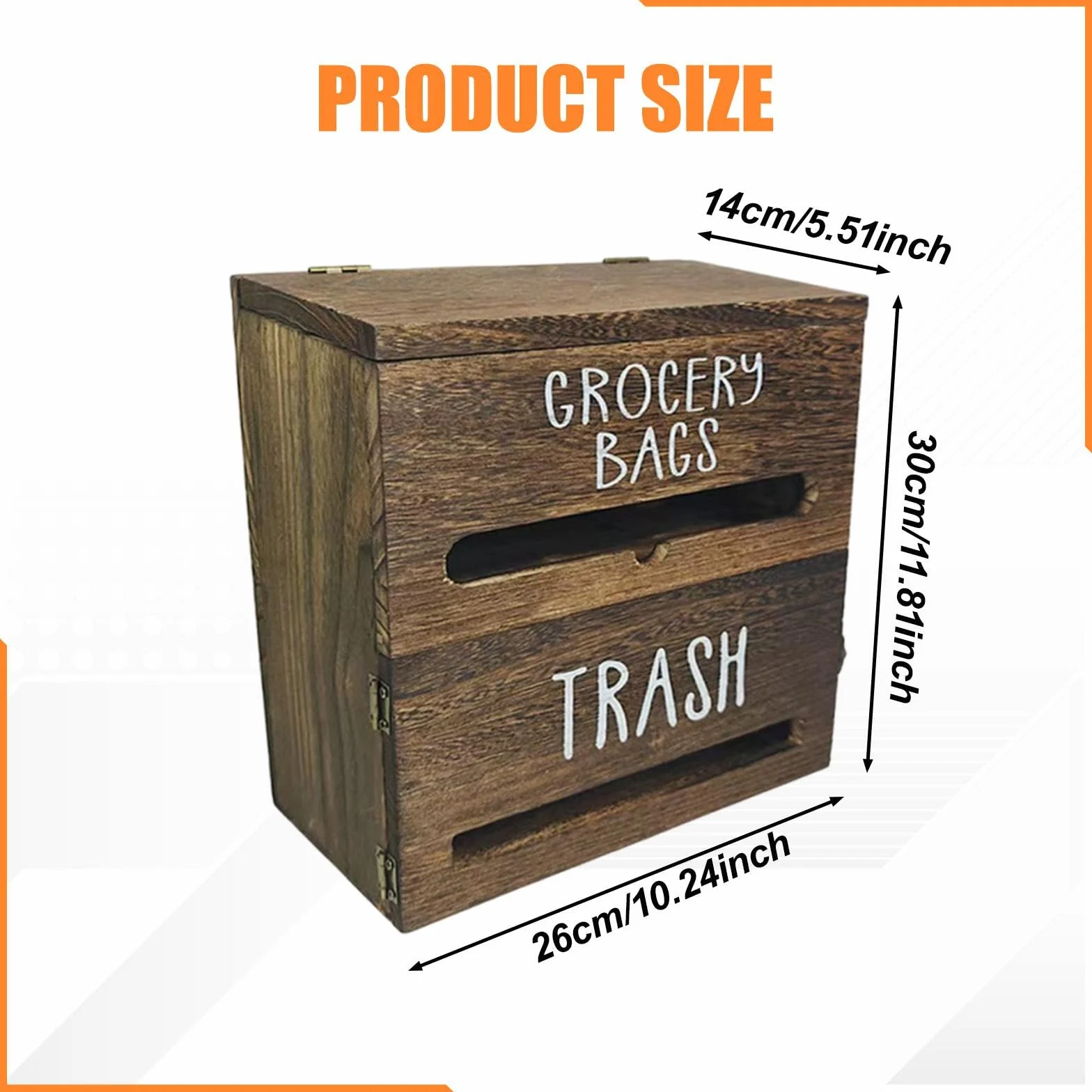 Dispensador de Bolsas de Basura de Madera Multifuncional para Colgar en Pared Apto para Organizar Bolsas Útiles y Objetos Diversos Adecuado para, Marrón Oscuro, Individual