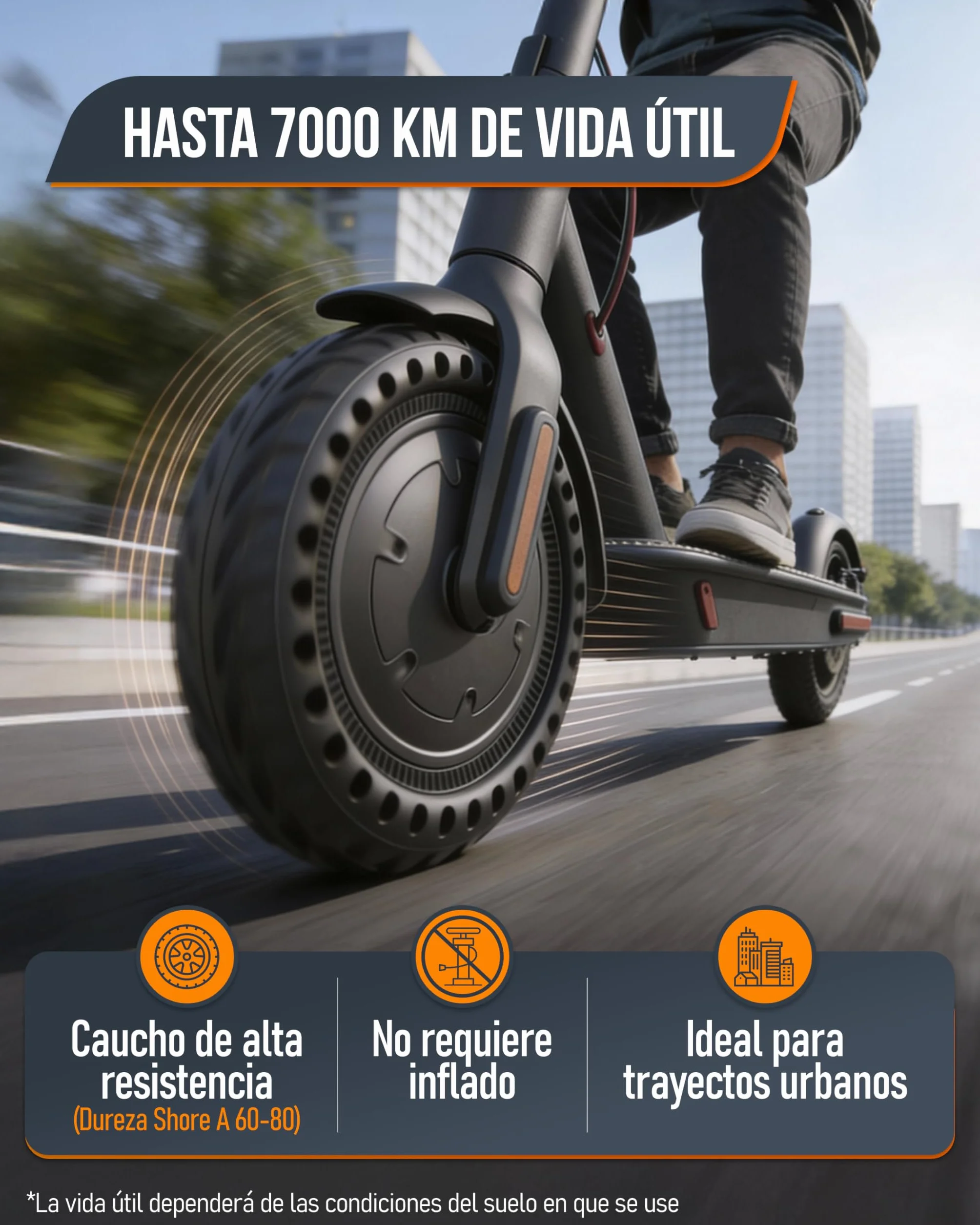 Rueda para Patinete Eléctrico 8,5 Pulgadas Neumático Antipinchazos Xiaomi M365/M365 Pro/M365 Pro2 Negro