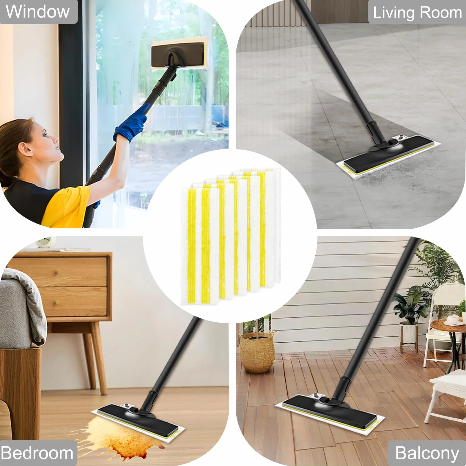 6 Piezas Paños Recambio para Kärcher EasyFix Boquilla Limpiadora de Vapor Kit, Microfibra Paños para Kärcher EasyFix SC 1, SC 2, SC 3, SC 4, SC 5 Boquilla, para Todo Tipo de Suelos