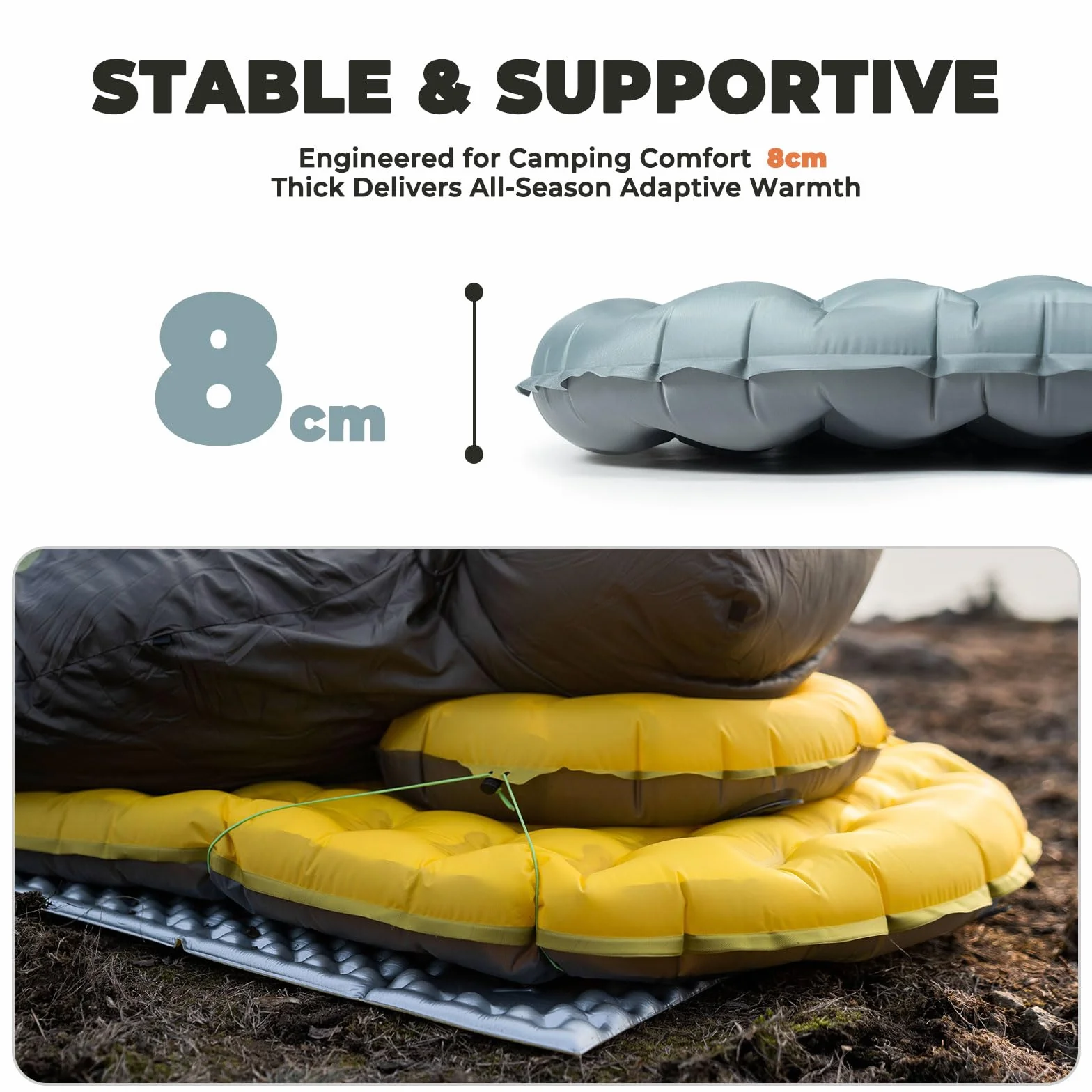 Colchoneta Inflable Aislante Valor 5R 490g Ultraligera 8 cm Grosor Camping Senderismo Mochilero -20℃