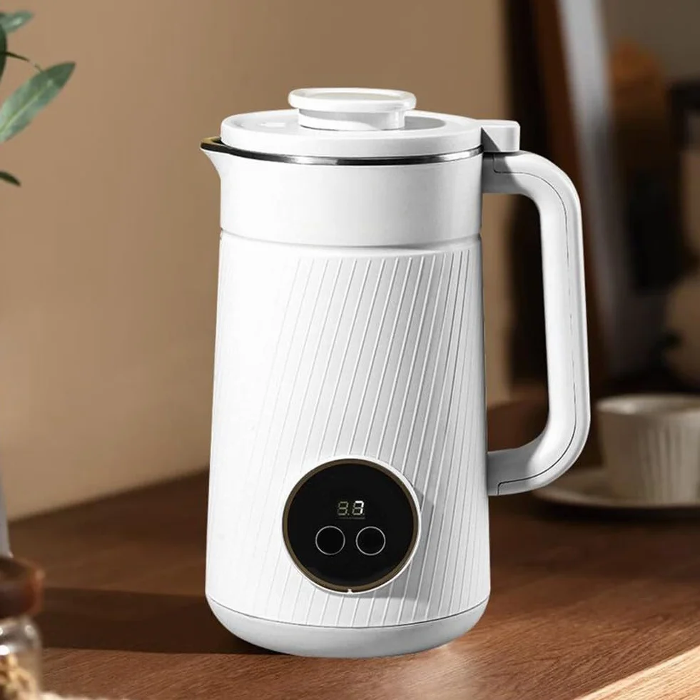 Máquina de romper la pared, Fabricante de leche de soja multifuncional, Máquina de leche de soja de limpieza completamente automática para bebidas caseras de leche de nuez (blanco)