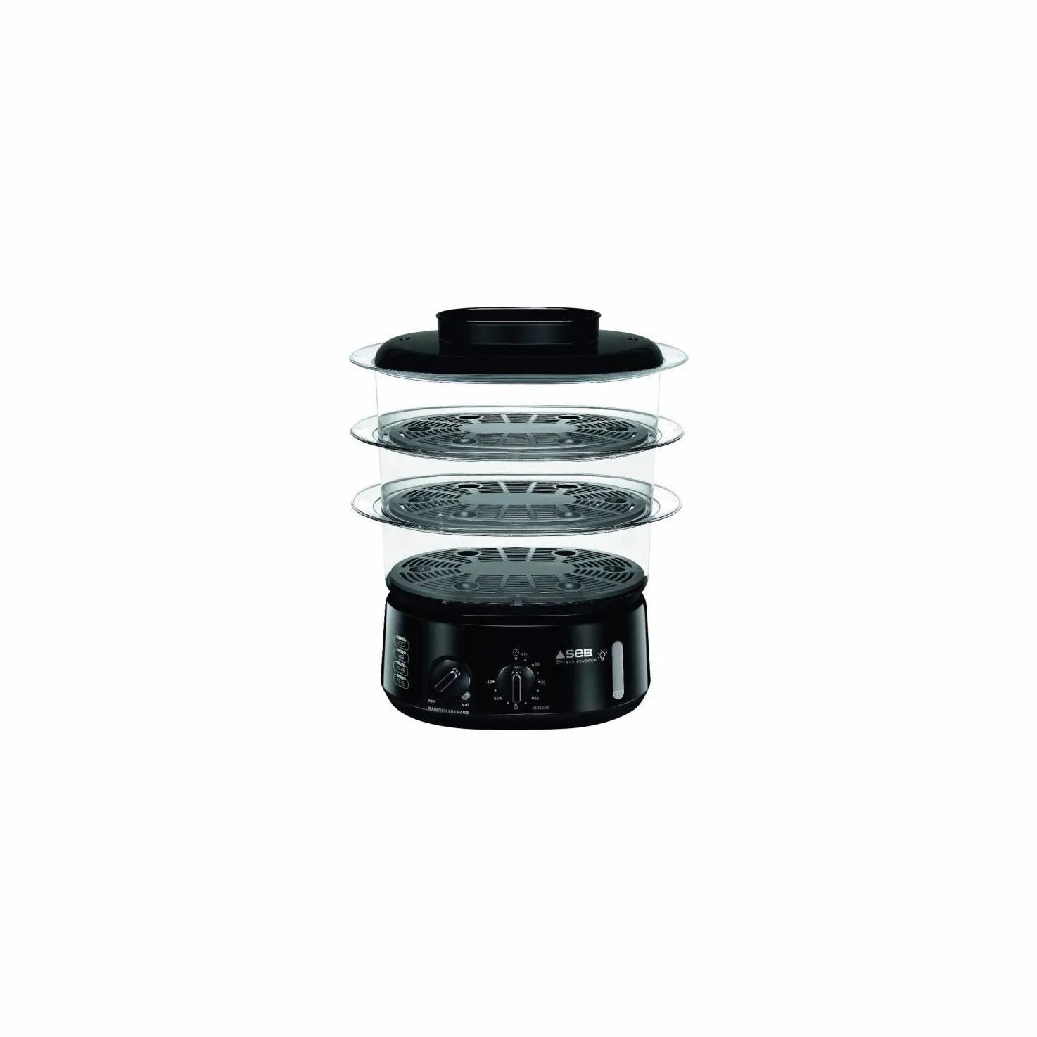 Seb Simply Invents - Olla de vapor (3 tazones, capacidad modular, mantener el calor, color negro VC110800)