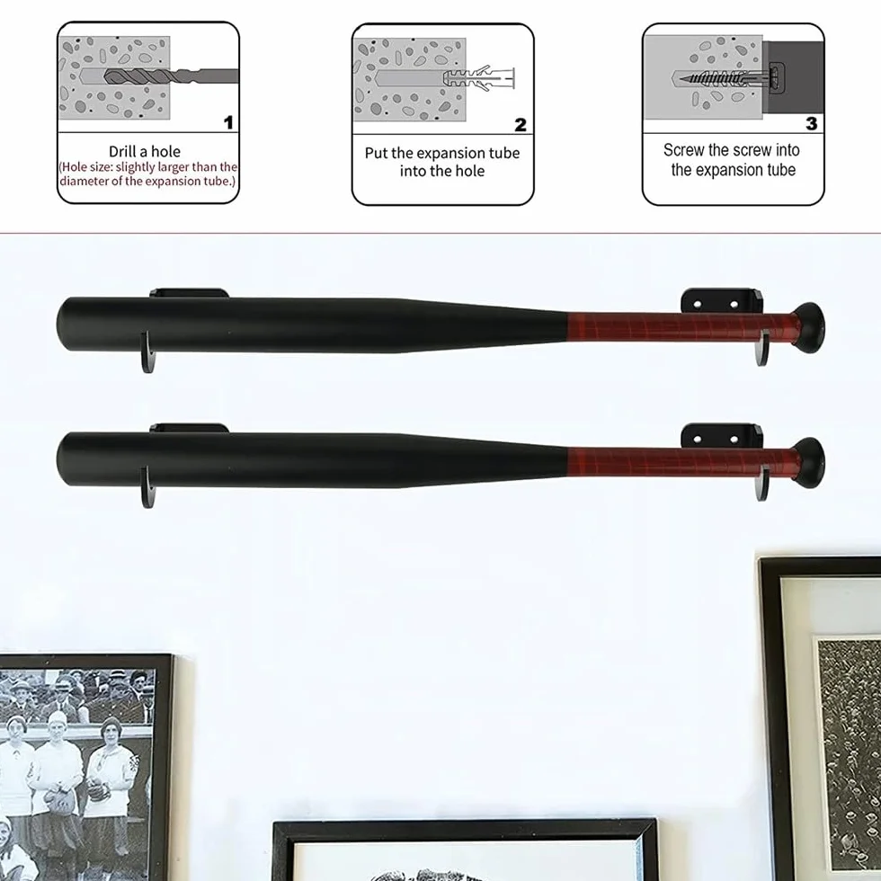Soportes de pared para bate de béisbol, soporte acrílico con tornillos ocultos para exhibición