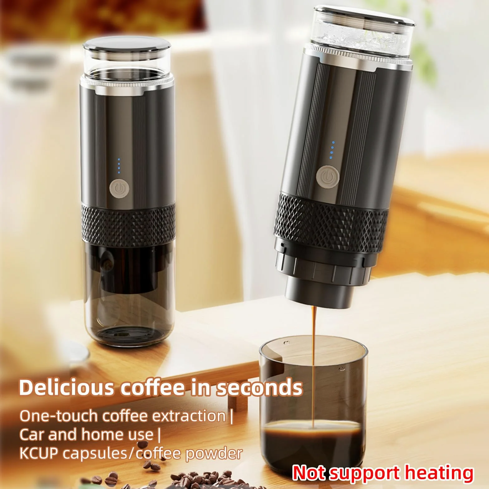 Máquina de Café Eléctrico Portátil Operación de un Botón con 4 Indicadores de Alimentación Luz Inalámbrica Inalta Recargable de café Trabajo con Cápsula de té de Chocolate Polvo