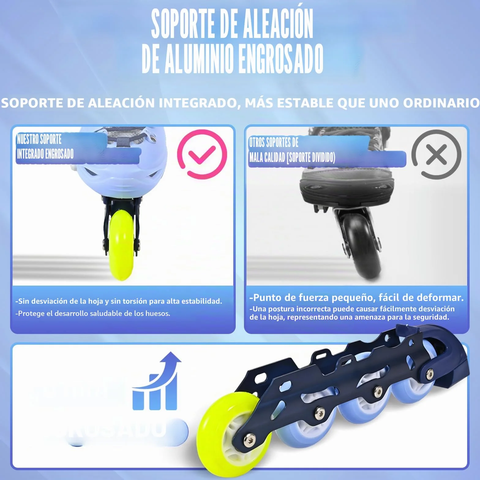 Patines en línea Ajustables para niños y niñas, 4 Ruedas con Ruedas Luminosas, Azul y Verde