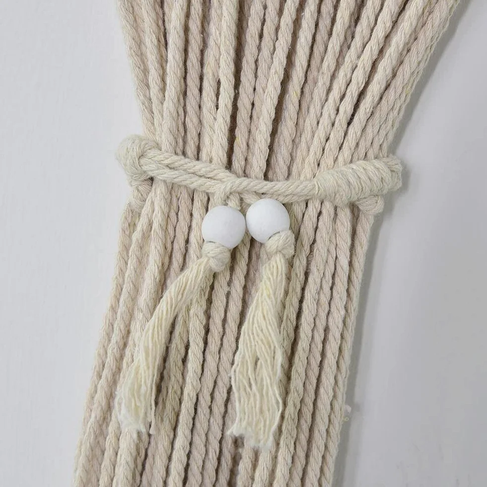 Cortina de Hilos Tejida a Mano, Hilo de algodón, para Puerta, decoración de Fondo de Boda, Cortina de Fondo de Puerta