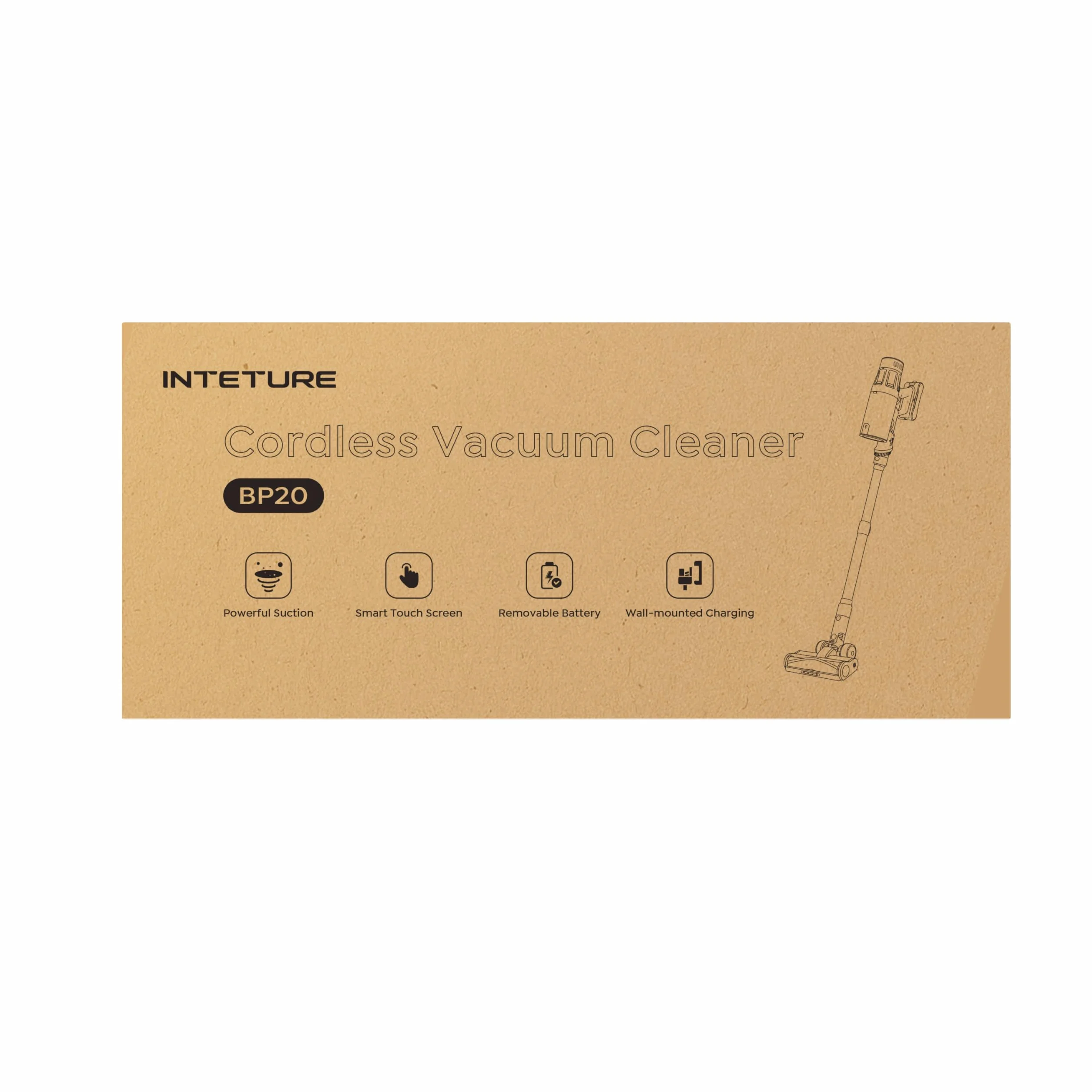 INTETURE Aspiradora sin Cable 45kPa/550w Escoba Estación de Carga en Pared Escoba Aspiradora sin Cable Pontente 60 Mins, Vertical Aspirador sin Cable con Pantalla Táctil Antienredo para Suelo/Alfombra