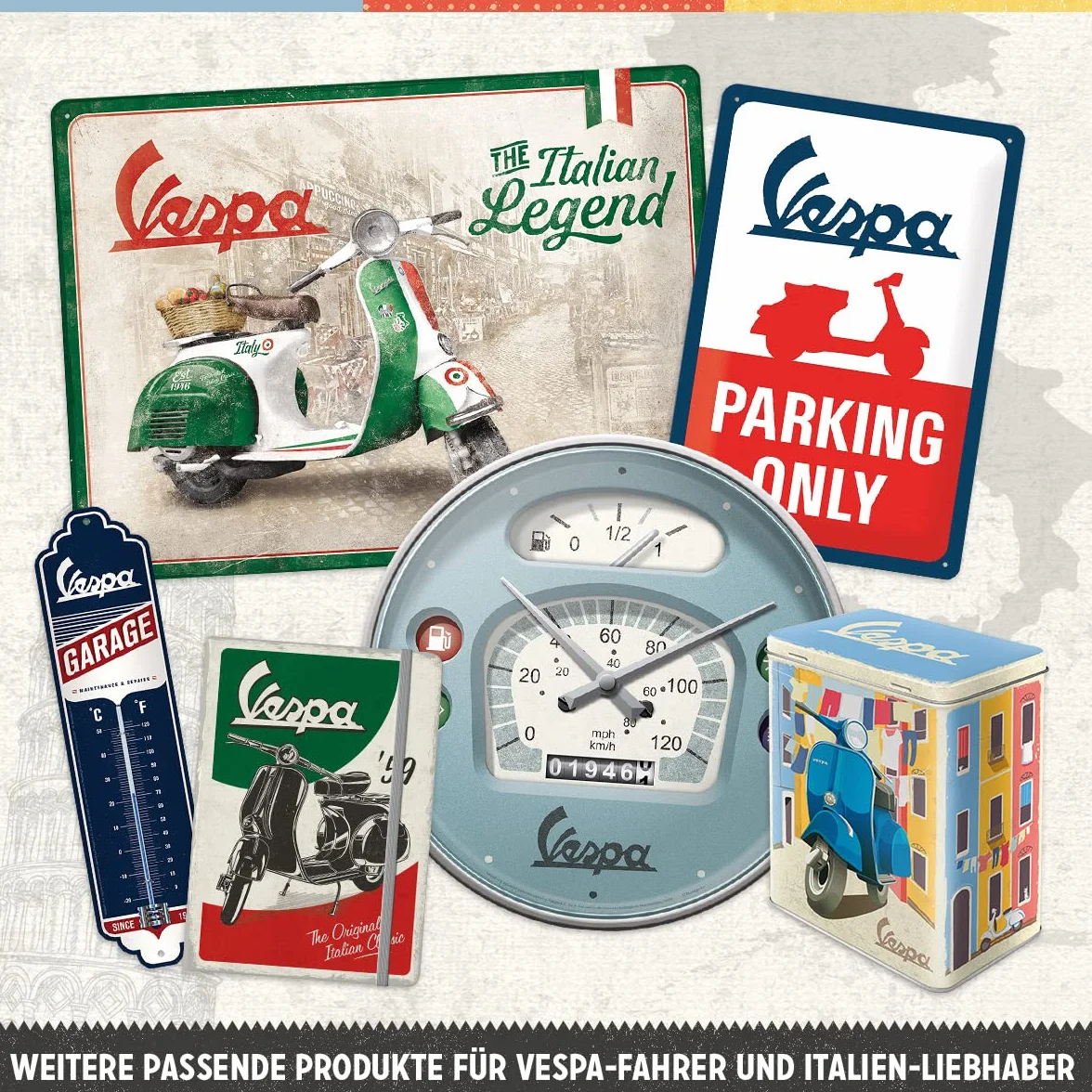 Nostalgic-Art Juego de 3 tazas de café retro de Vespa de 330 ml, idea de regalo para los amantes de los scooters, taza de cerámica, diseño vintage
