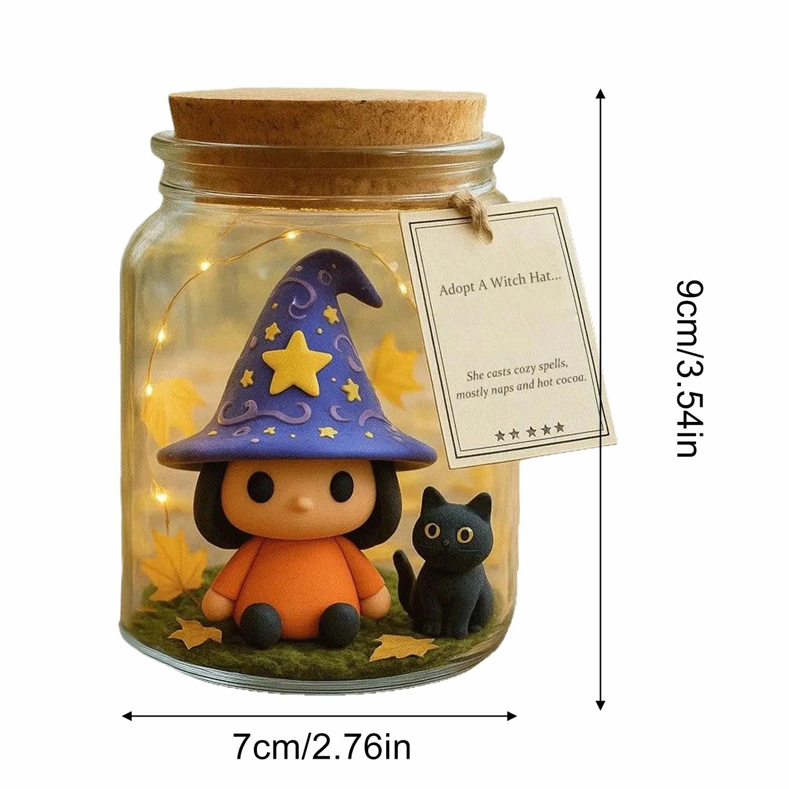 Genérico Tarro con Figura De Halloween - Bruja y Gato en Tarro,Regalo De Fiesta Centro De Mesa De Halloween Accesorios para Baño Fotografía Dormitorio Cocina Salón Estudio