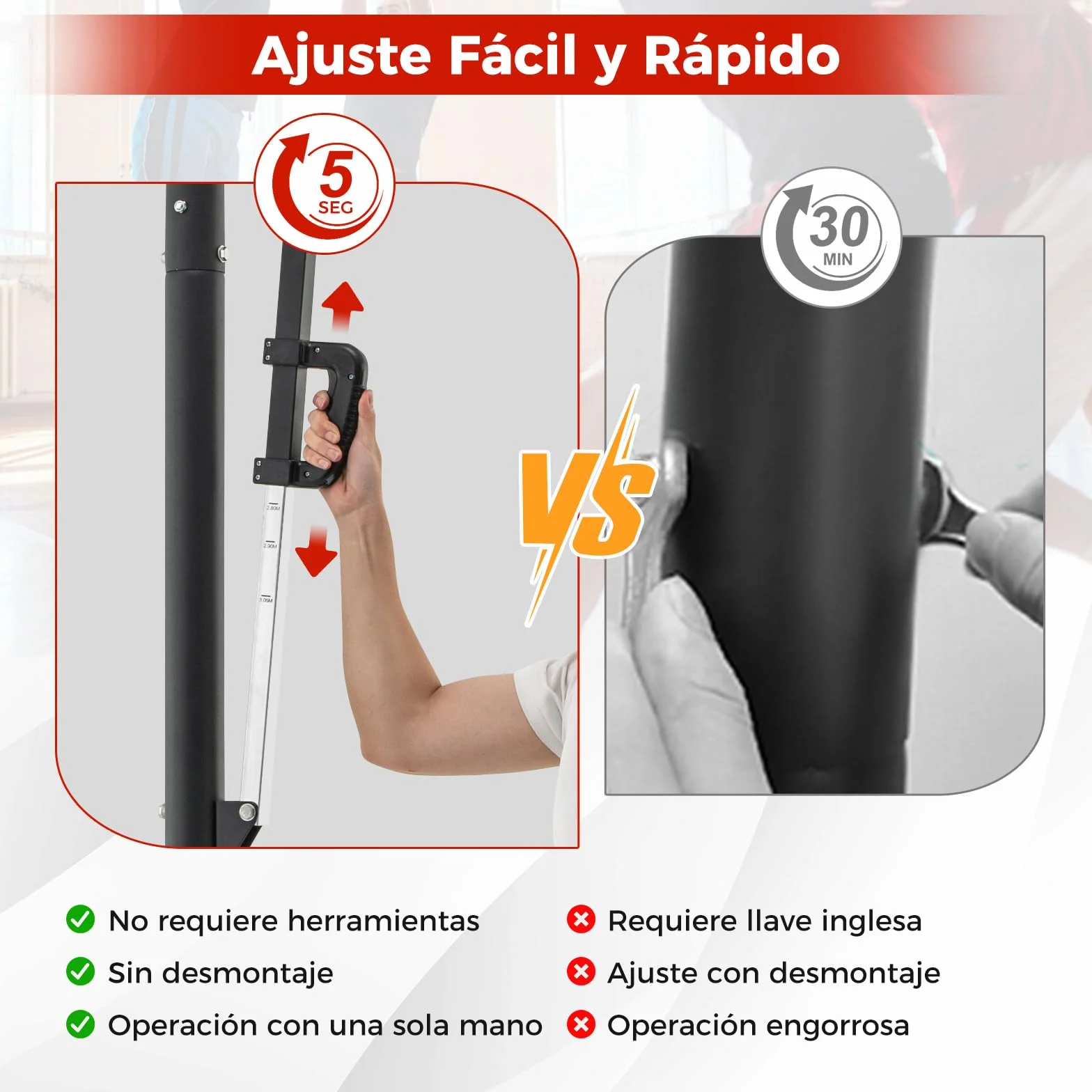 COSTWAY Canasta de Baloncesto Altura Ajustable 240-305cm Base Rellenable Portátil con Ruedas