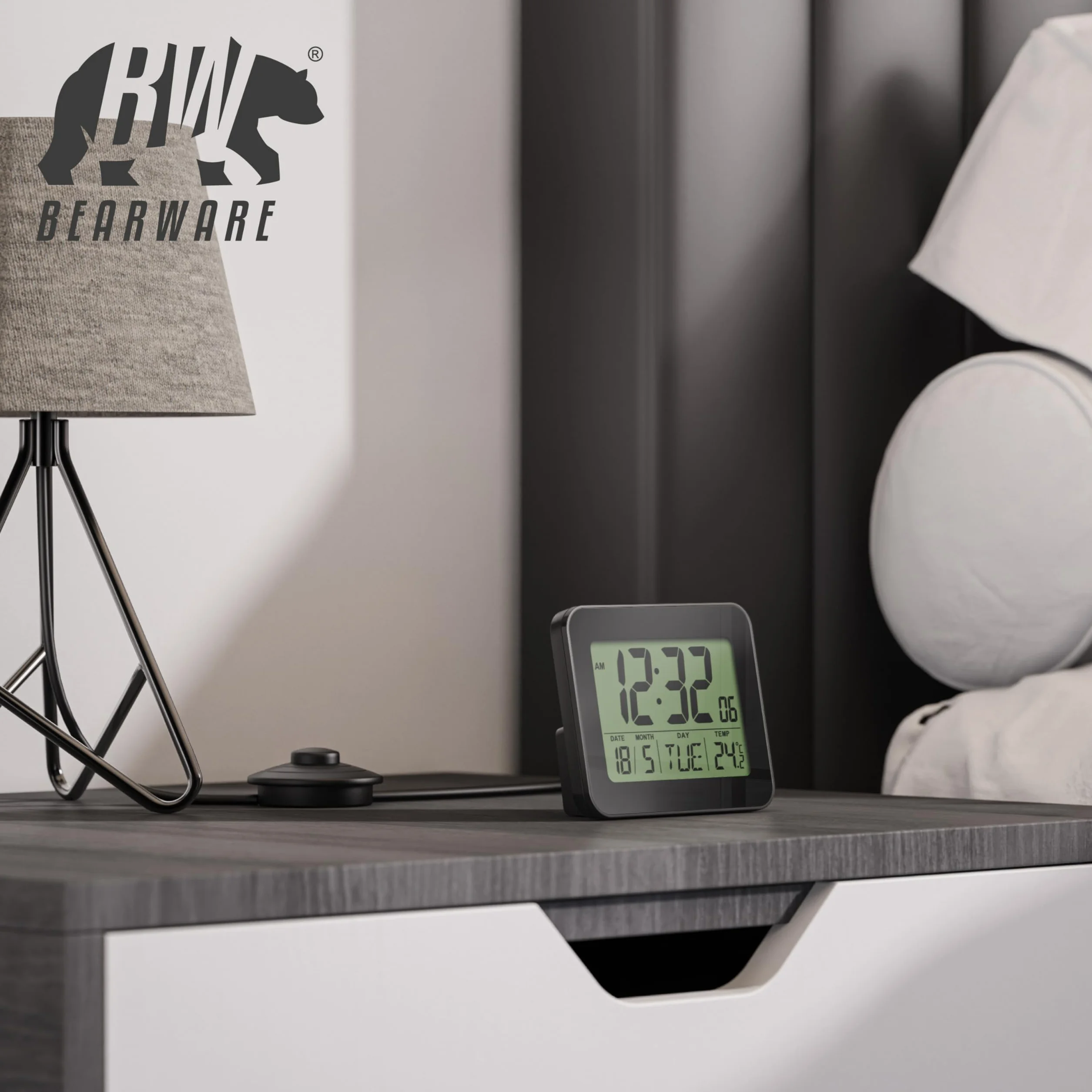 Reloj Despertador Digital con 9cm Pantalla LED de Temperatura Fecha y día, Alarm Cloc Snooze Termómetro Formato 12/24 Horas, Reloj Digital de Mesa de Viaje para Sala de Oficinas Familiares