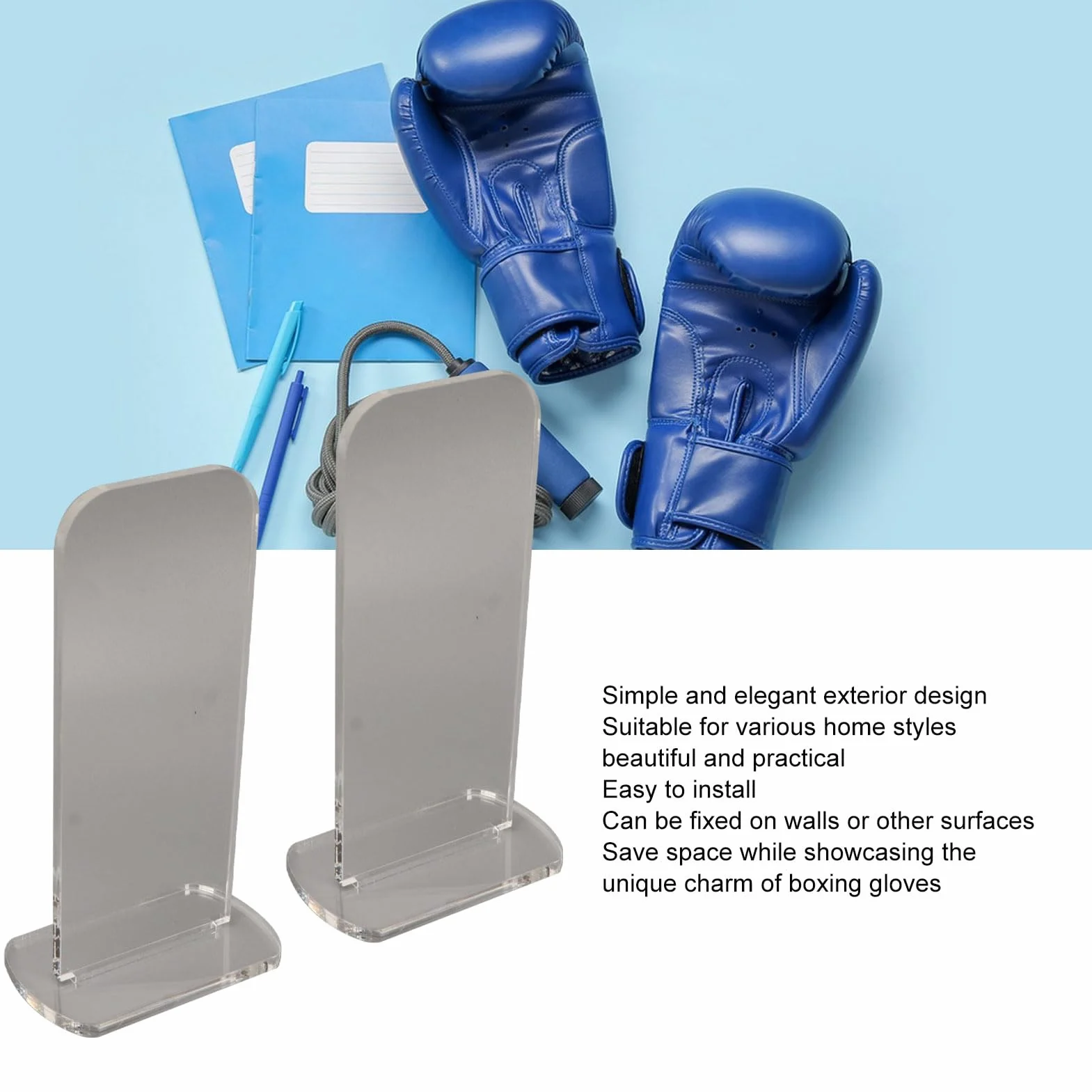 Soporte Vertical para Guantes de Boxeo, Exhibición de Acrílico Transparente, 2 Piezas