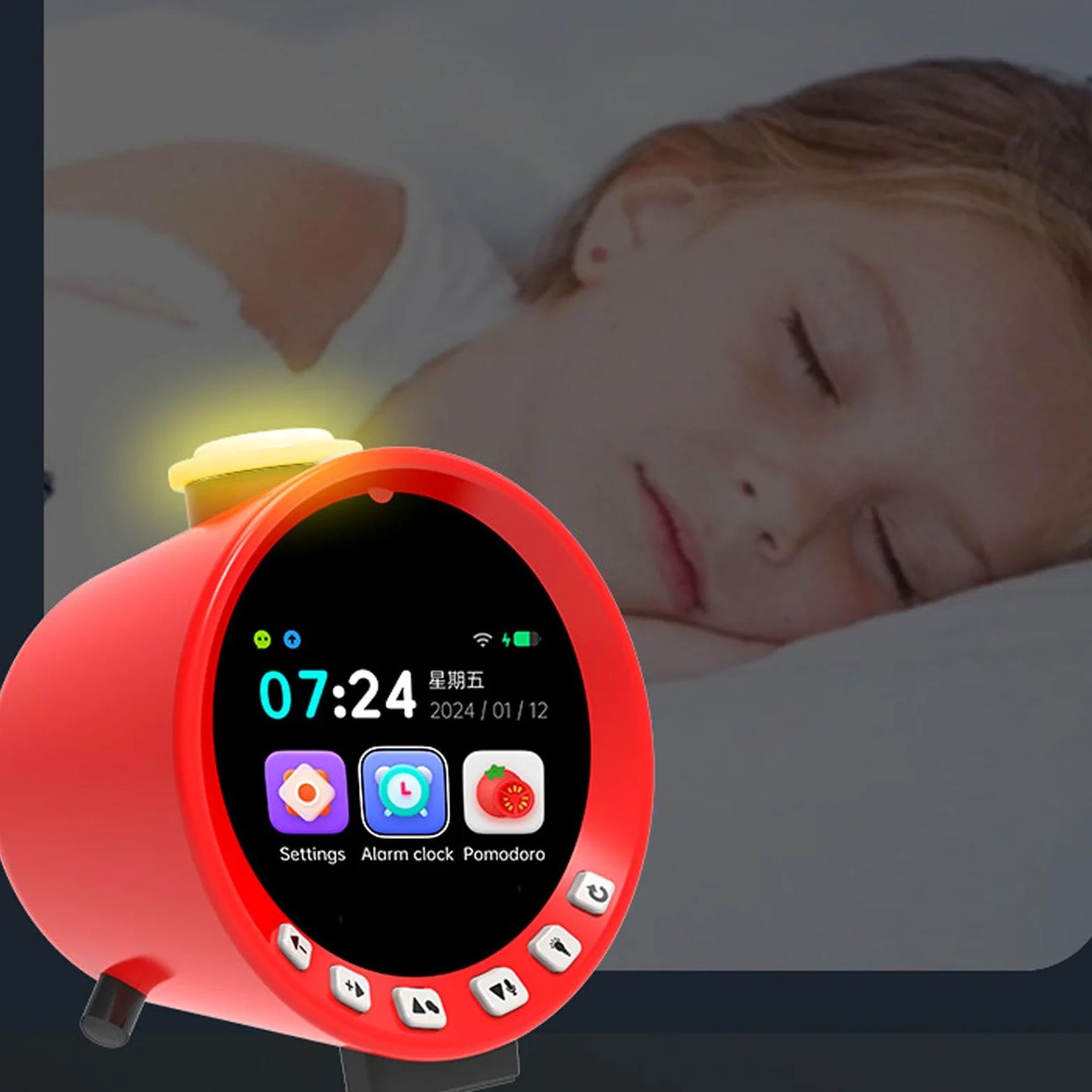 Reloj Despertador Infantil con IA, Diseño Moderno y Compacto para una Gestión Precisa del Tiempo y Productividad, 11x11,5x10cm