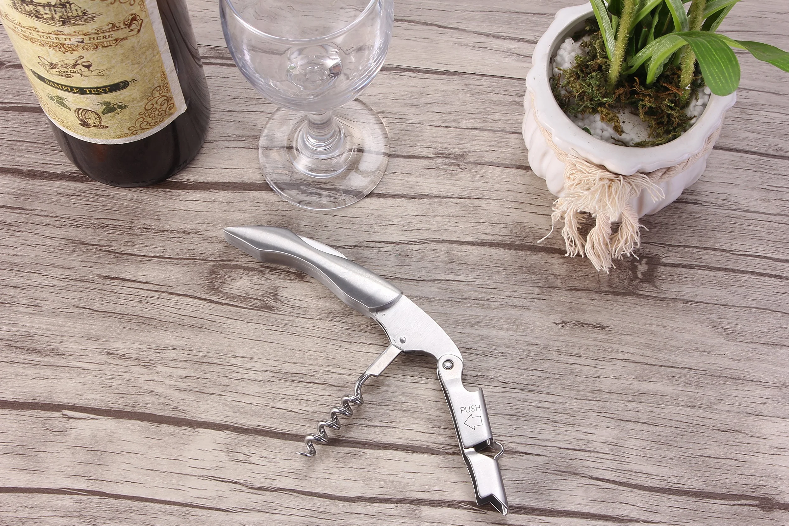 Sacacorchos de camareros - GWCLEO abridor de vino acero inoxidable para sumiller y camareros, abridor de botellas y cortador de hoja
