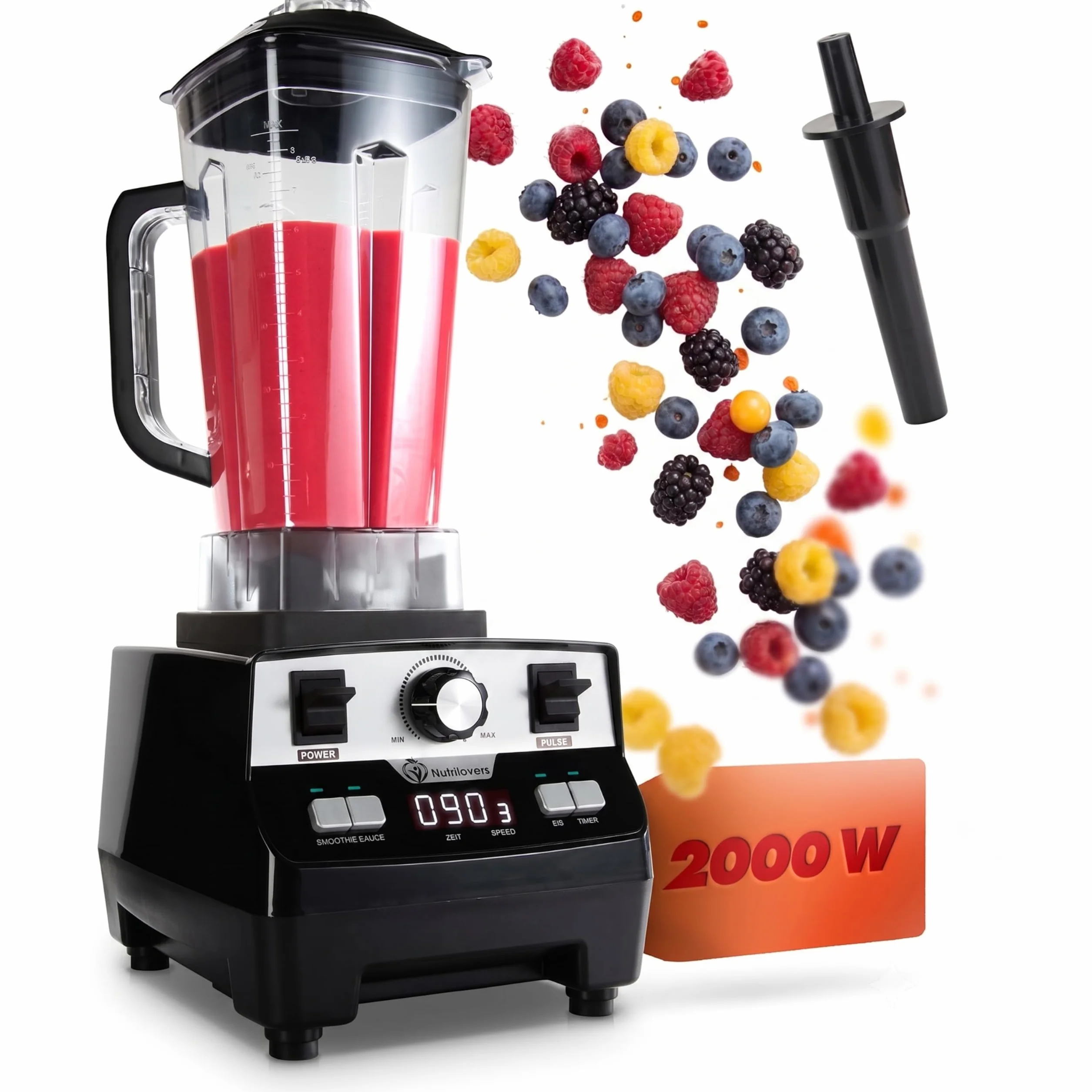 Nutri-Blender MAX Licuadora de Alto Rendimiento 2000W Batidora de Vaso Batidora de Smoothie Profesional Mezcladora de Batidos - 2L Tritan, LIBRE DE BPA, 9 Velocidades, Temporizador Digital