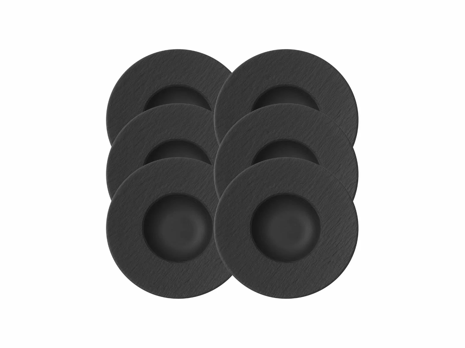 Villeroy & Boch Platos Para Pasta Manufacture Rock, 6 Platos, Porcelana Premium, Apto Para Lavavajillas Y Microondas, Negro