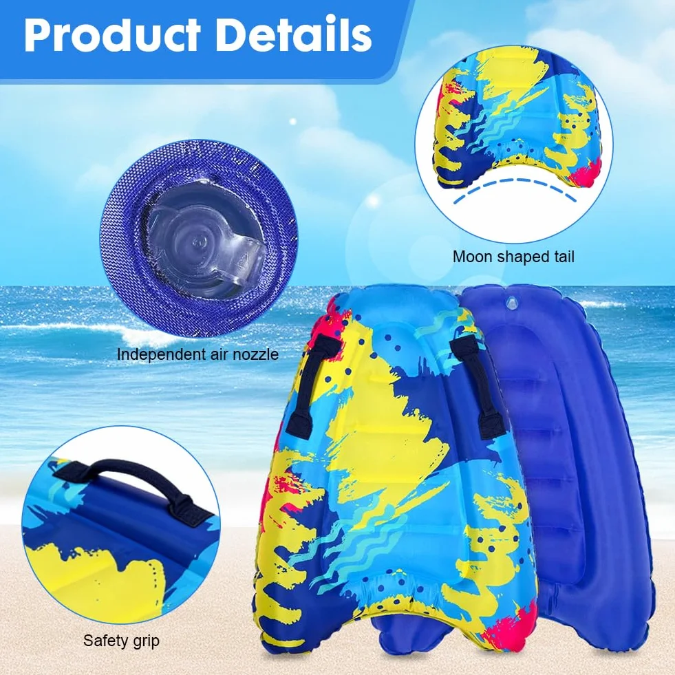 CEWROM Tabla de bodyboard inflable portátil para niños con asas
