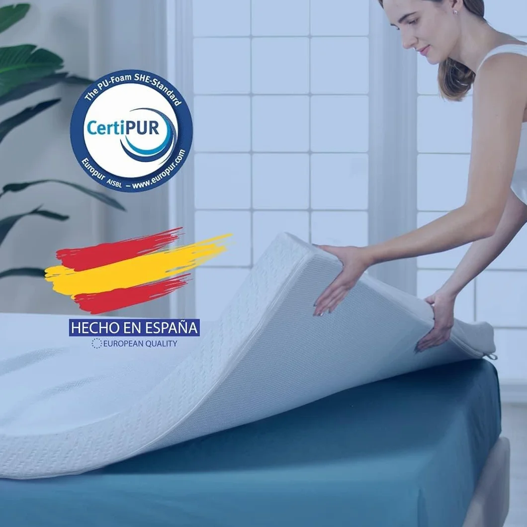 REAL CONFORT Topper Cubrecolchon de Viscogel Viscoelástico | Fabricacion Española | Topper para Colchón Nucleo de Viscogel | 90 x 180cm | Grosor 4CM | Refresca y Alivia Tensiones Musculares