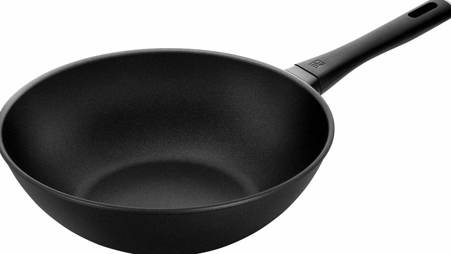 ZWILLING Wok de aluminio, 30 cm, con revestimiento antiadherente Duraslide Diamond de 4 capas con partículas de diamante, apta para inducción, color negro