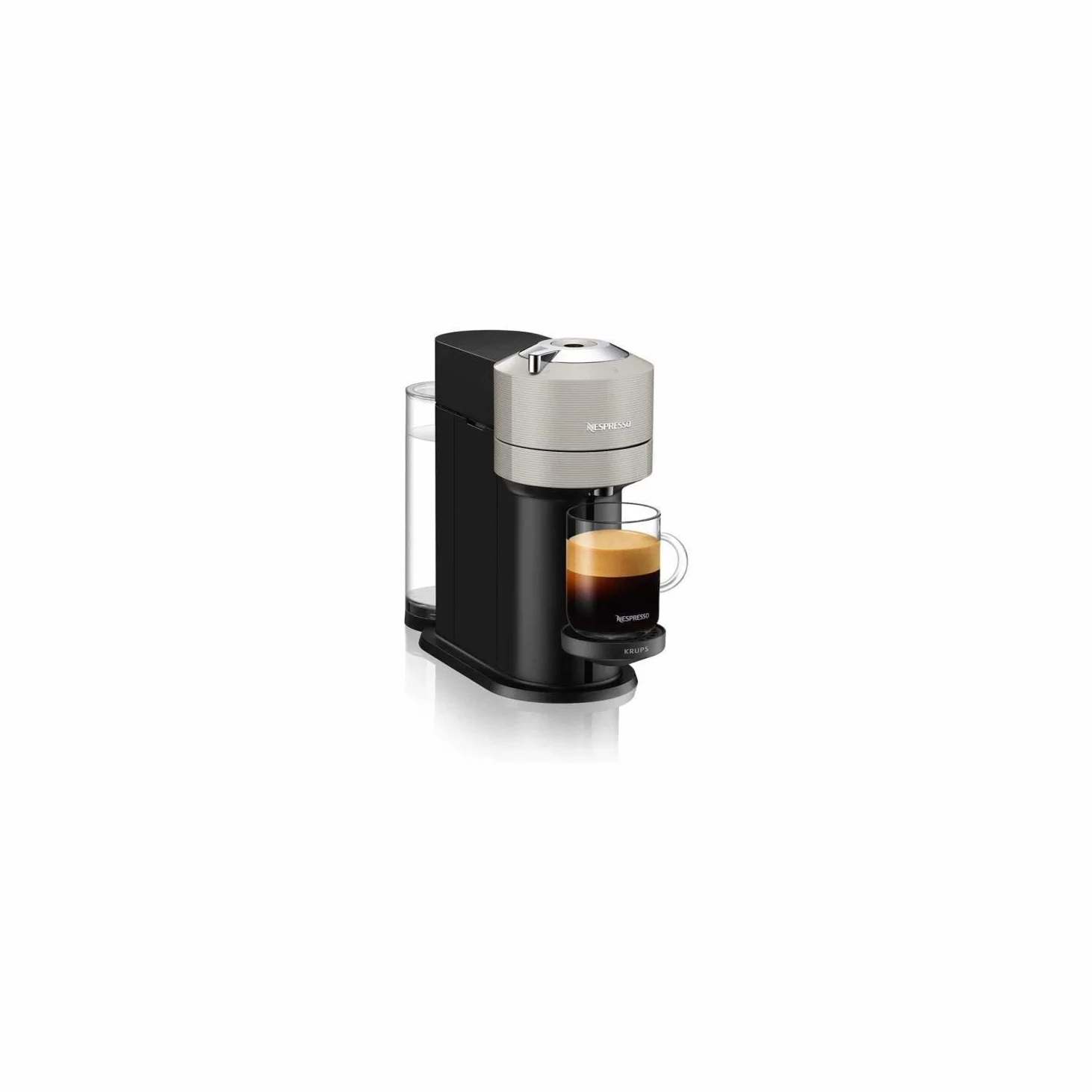 Krups Vertuo Next YY4298FD Cafetera exprés para cápsulas Nespresso, 5 tamaños de taza, 1,1 litros, color gris claro